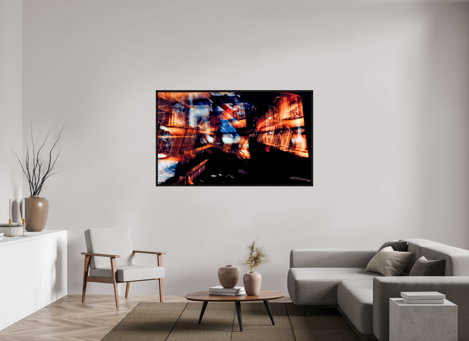 166.8 x 100 cm, 8 Black American box Fragments of a glowing world