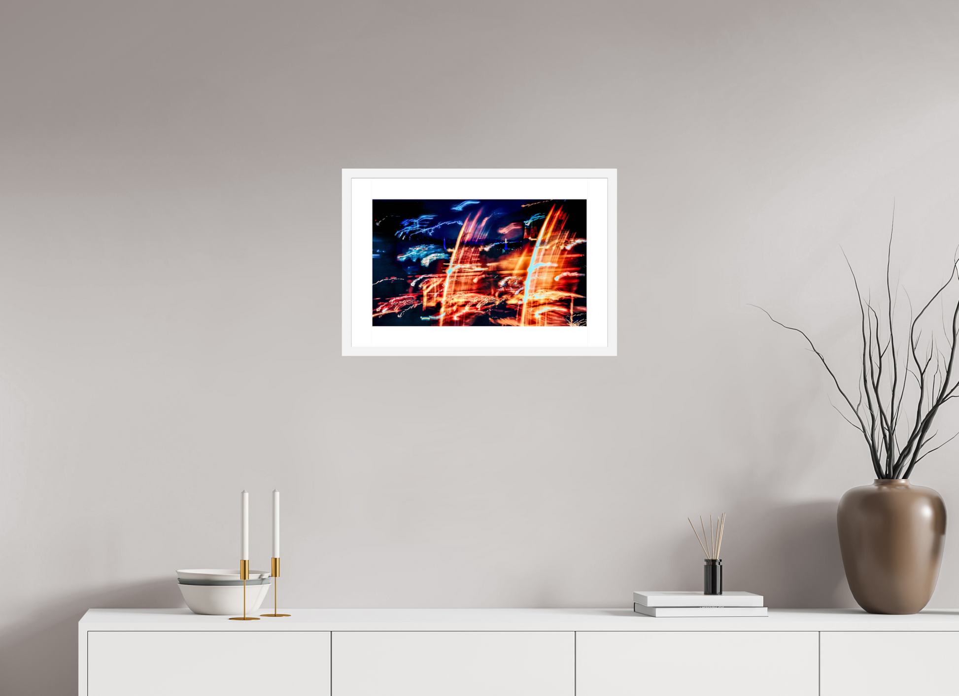 50 x 30 cm, 6 White Frame: White Mat The Waves of the Invisible Sky