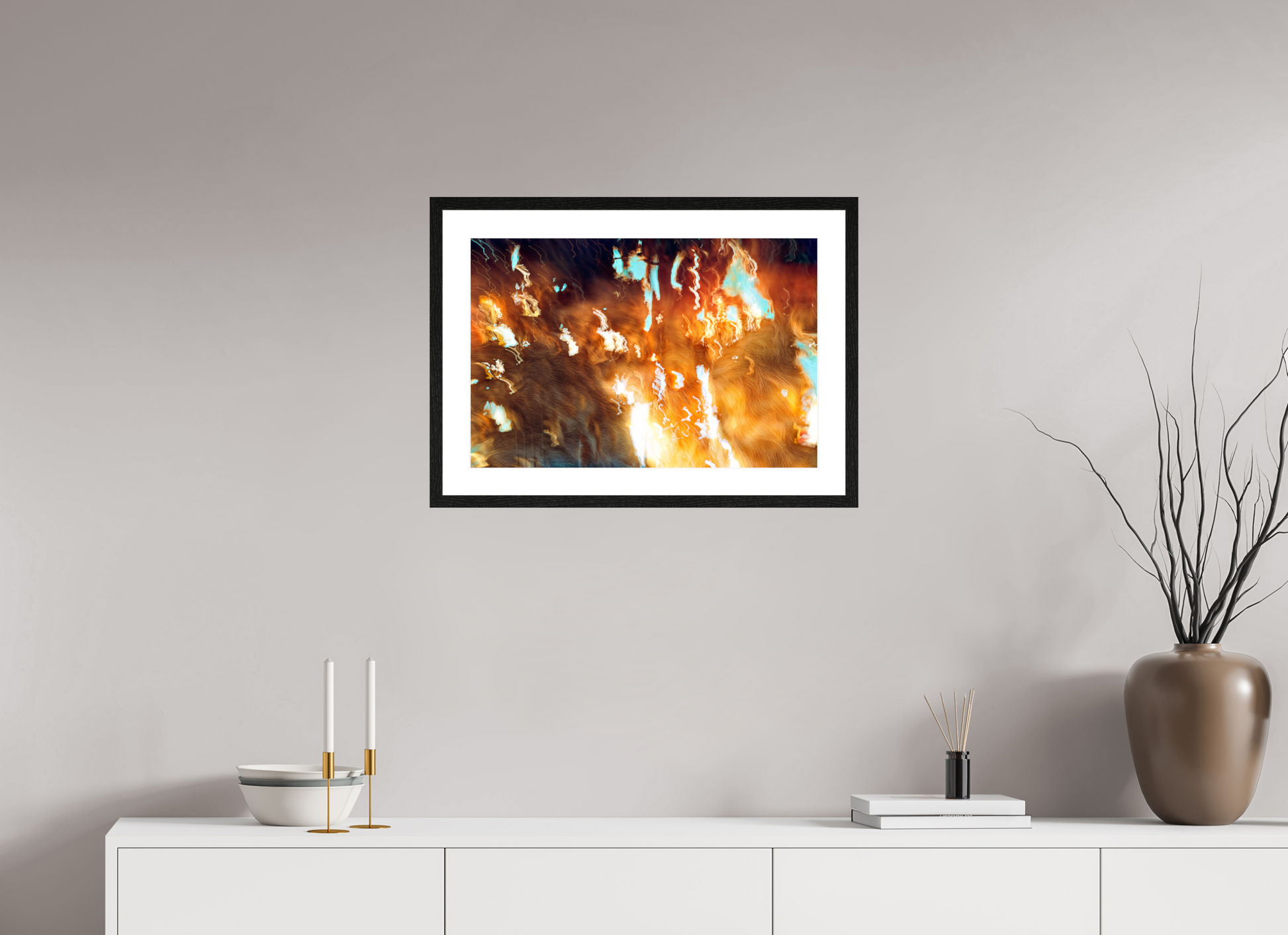 60 x 40 cm, 4 Cadre Noir : Passe-Partout Blanc Les braises du souvenir