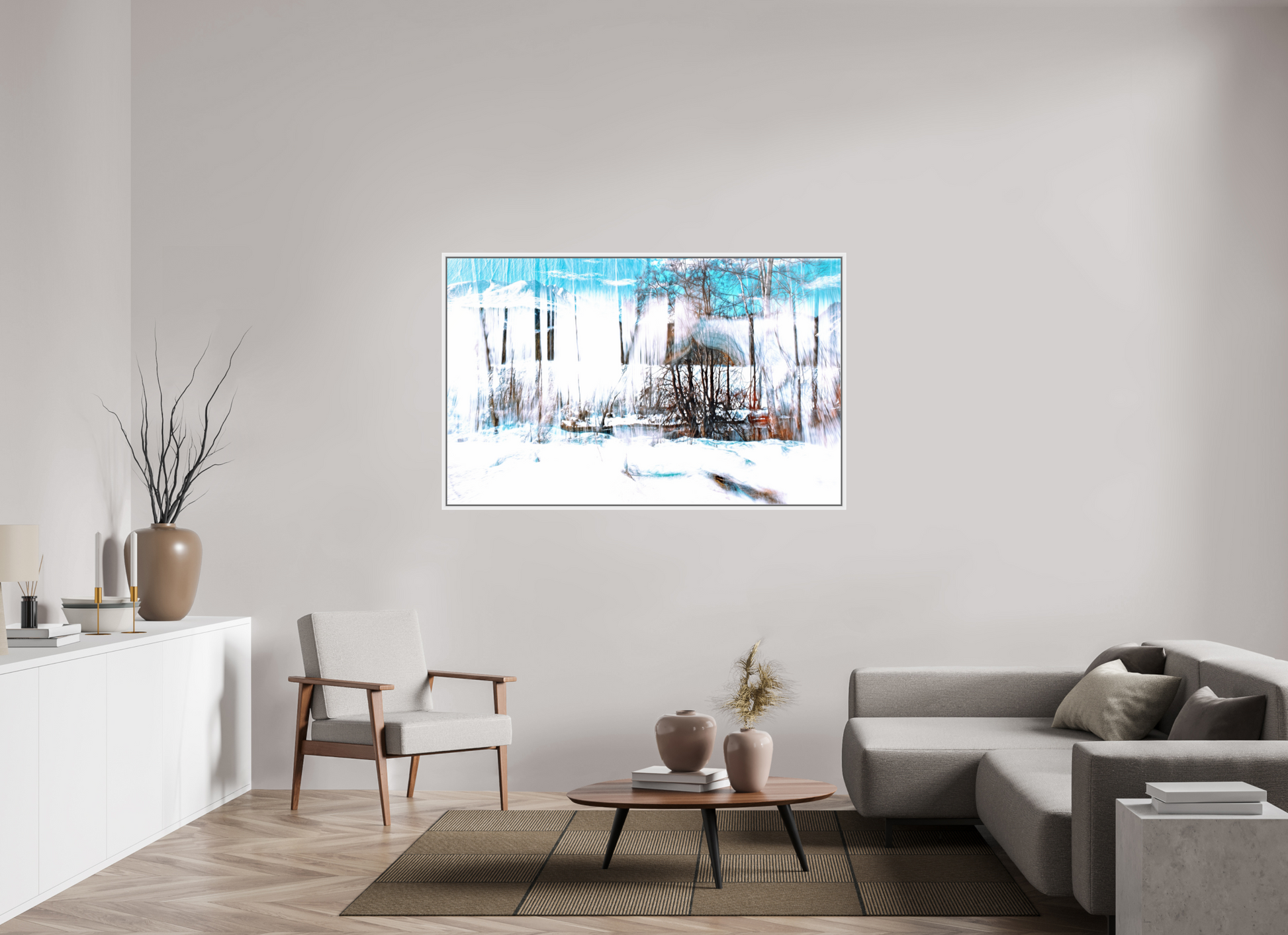 160 x 100 cm, 9 White American Box LA The Forest Singing Snow
