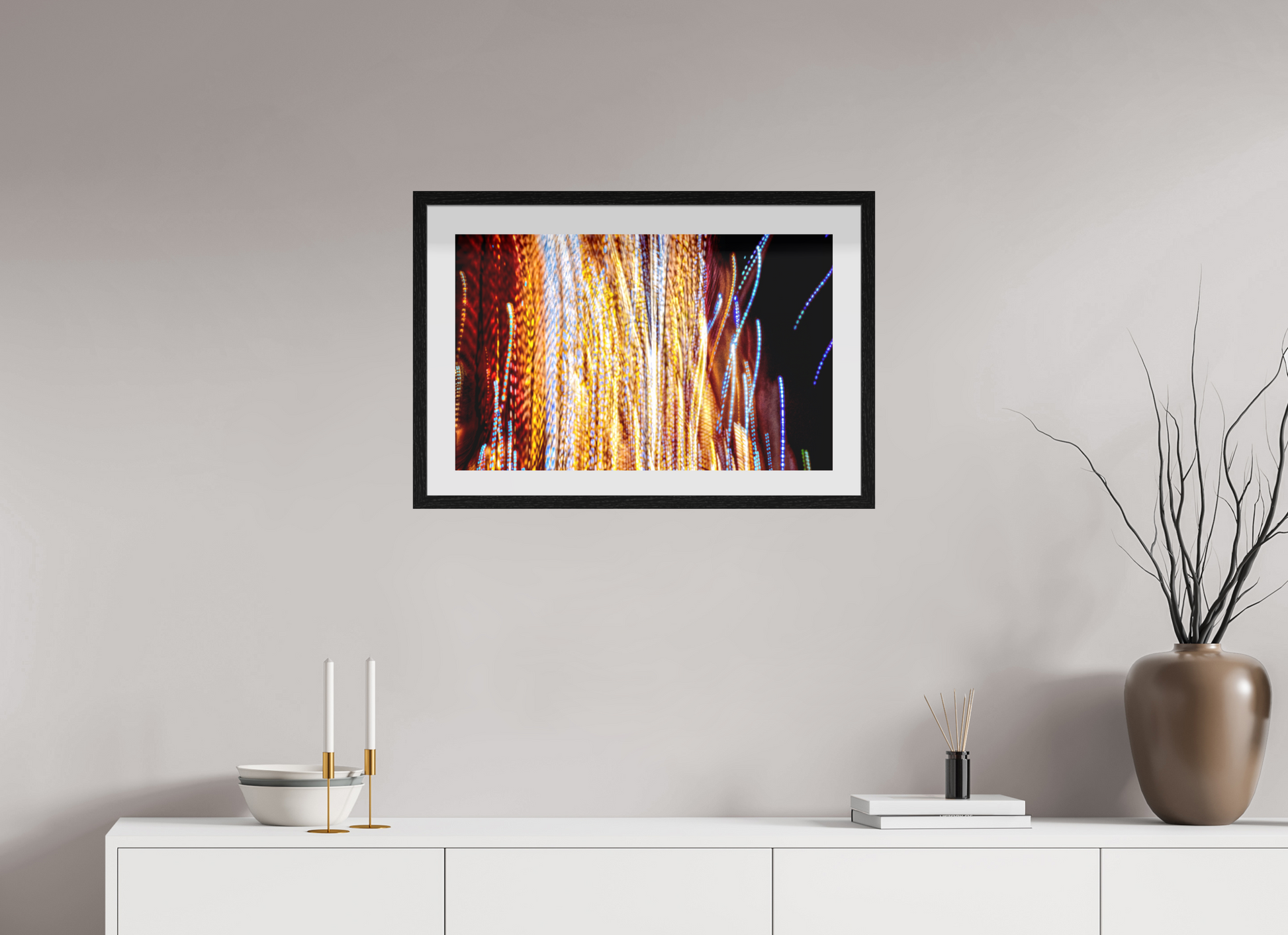 64 x 40 cm, 10 Cadre Noir Flottant Ode aux filaments célestes