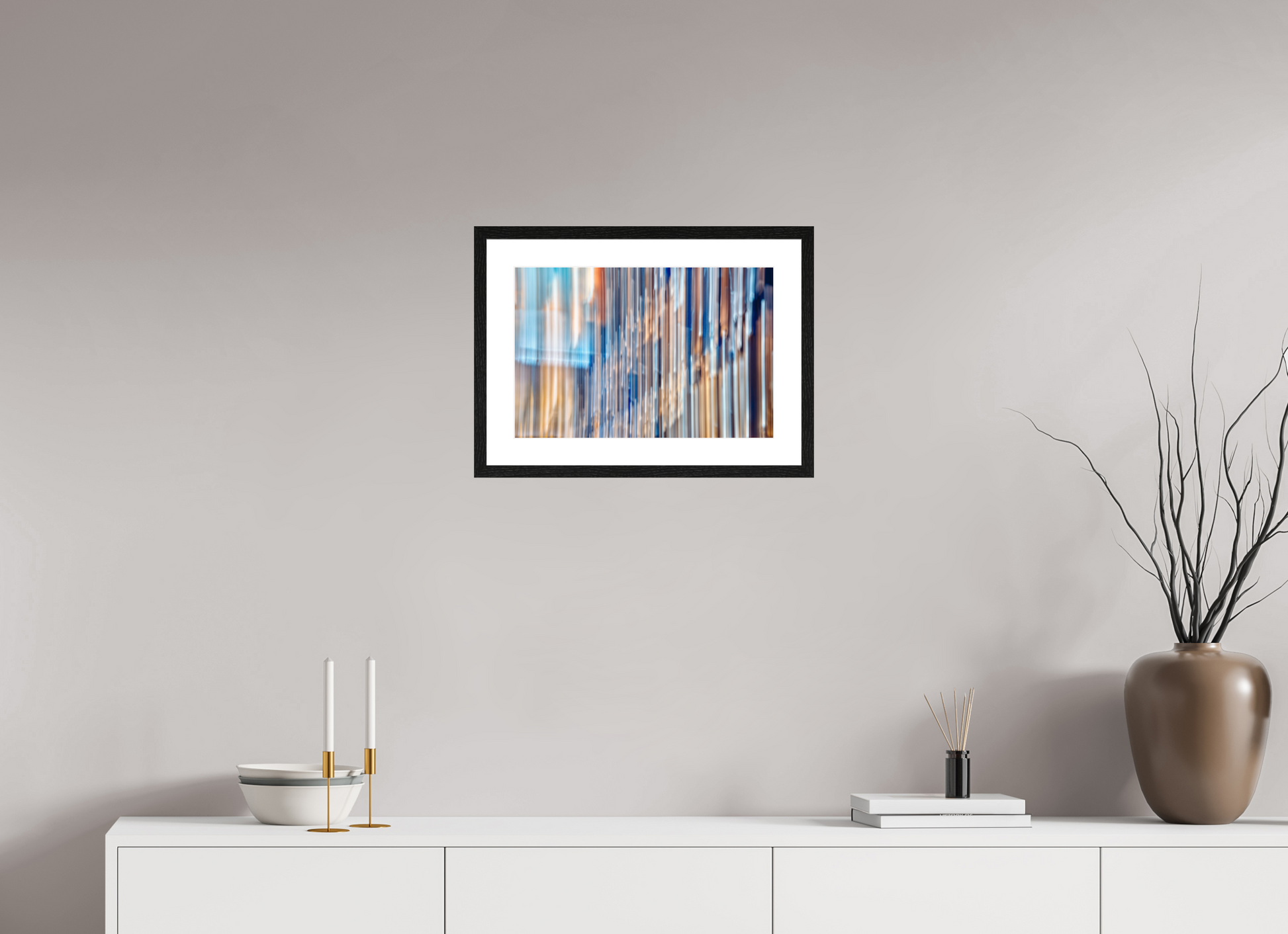 45 x 30 cm, 4 Black Frame: White Mat The Strings of the World