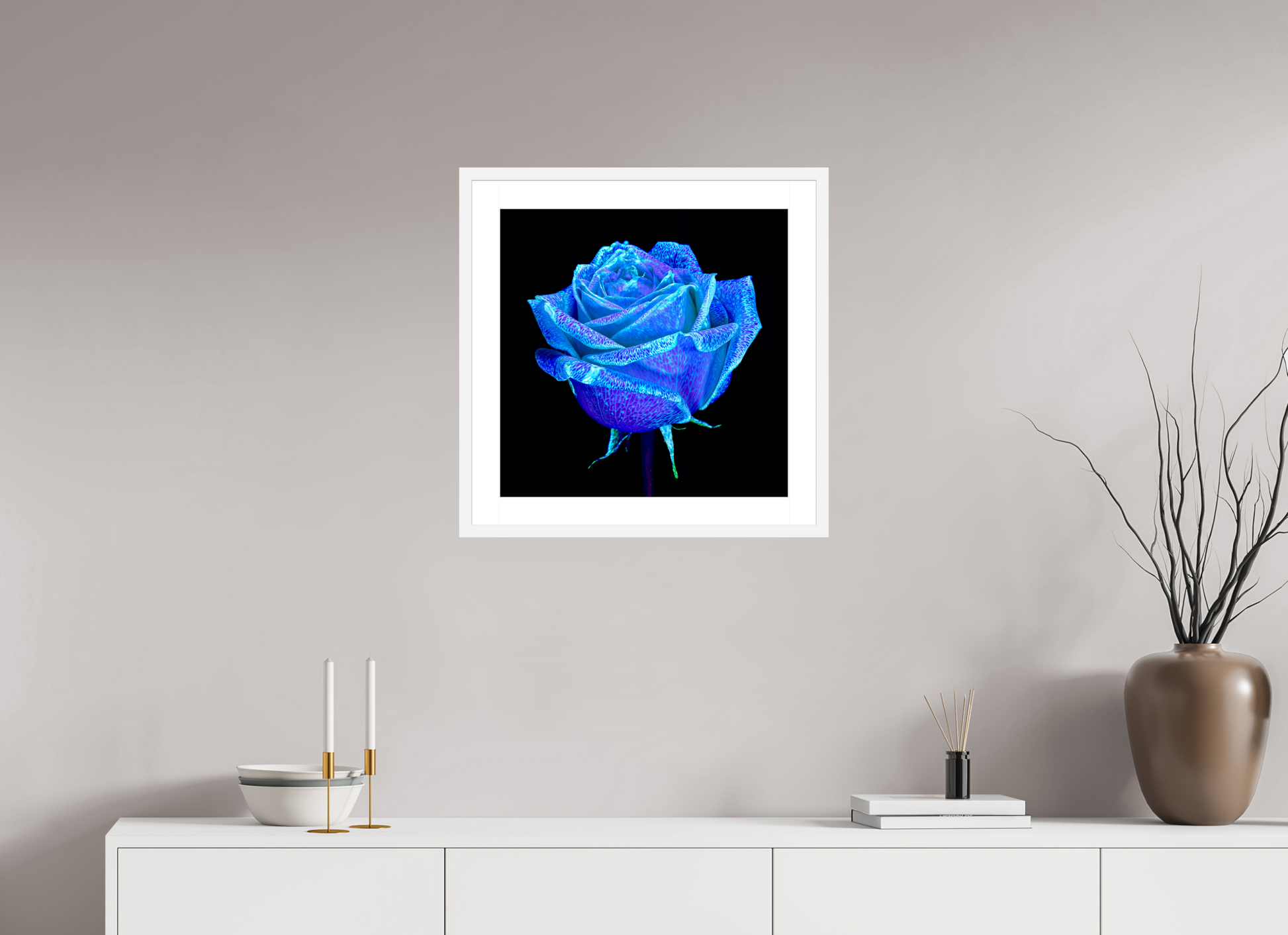 50 x 50 cm, 6 White Frame: White Mat The Rose That Dreamed of the Sky