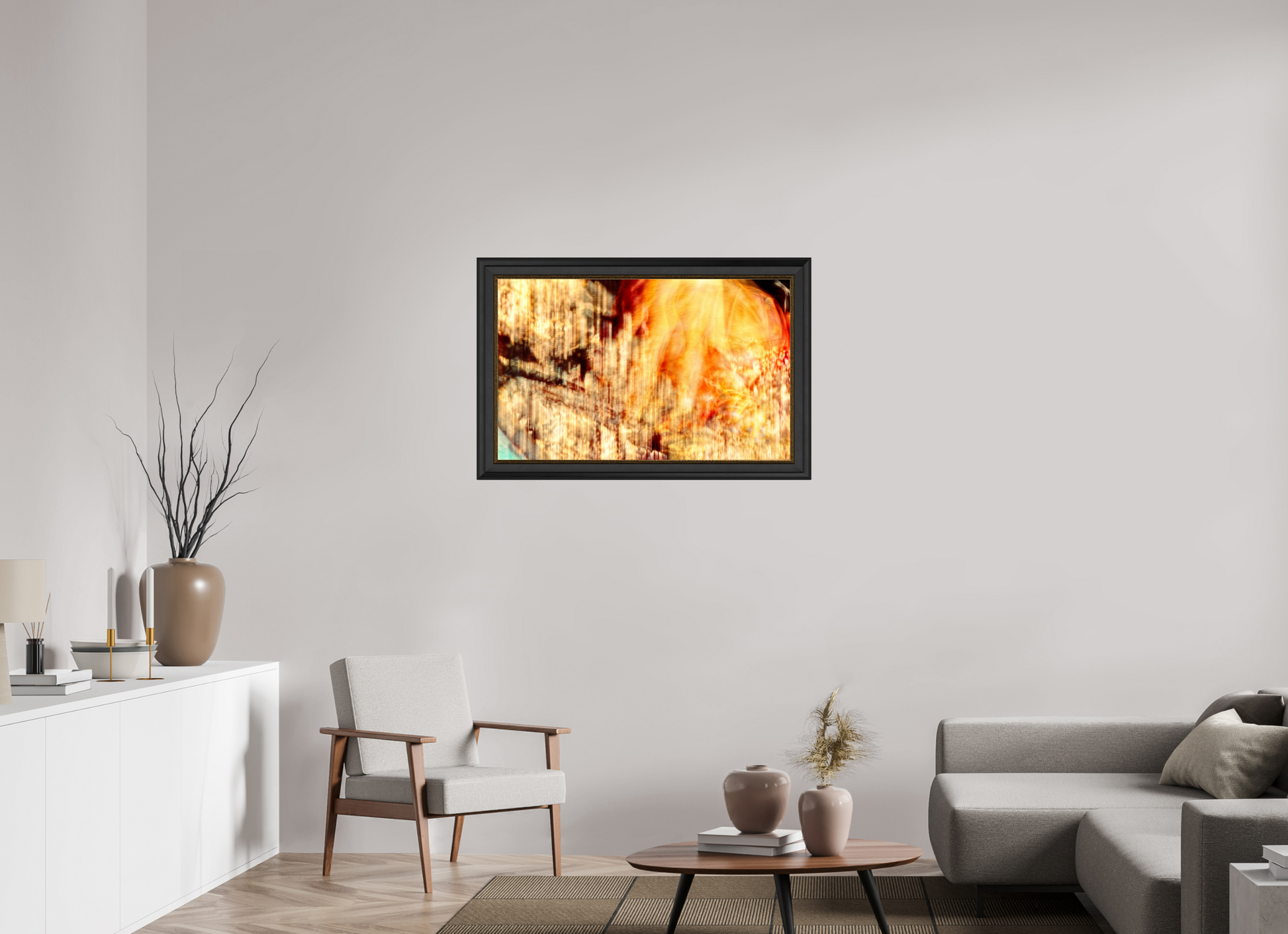 96 x 60 cm, 11 Black-Gold Frame The incandescent heart of the world