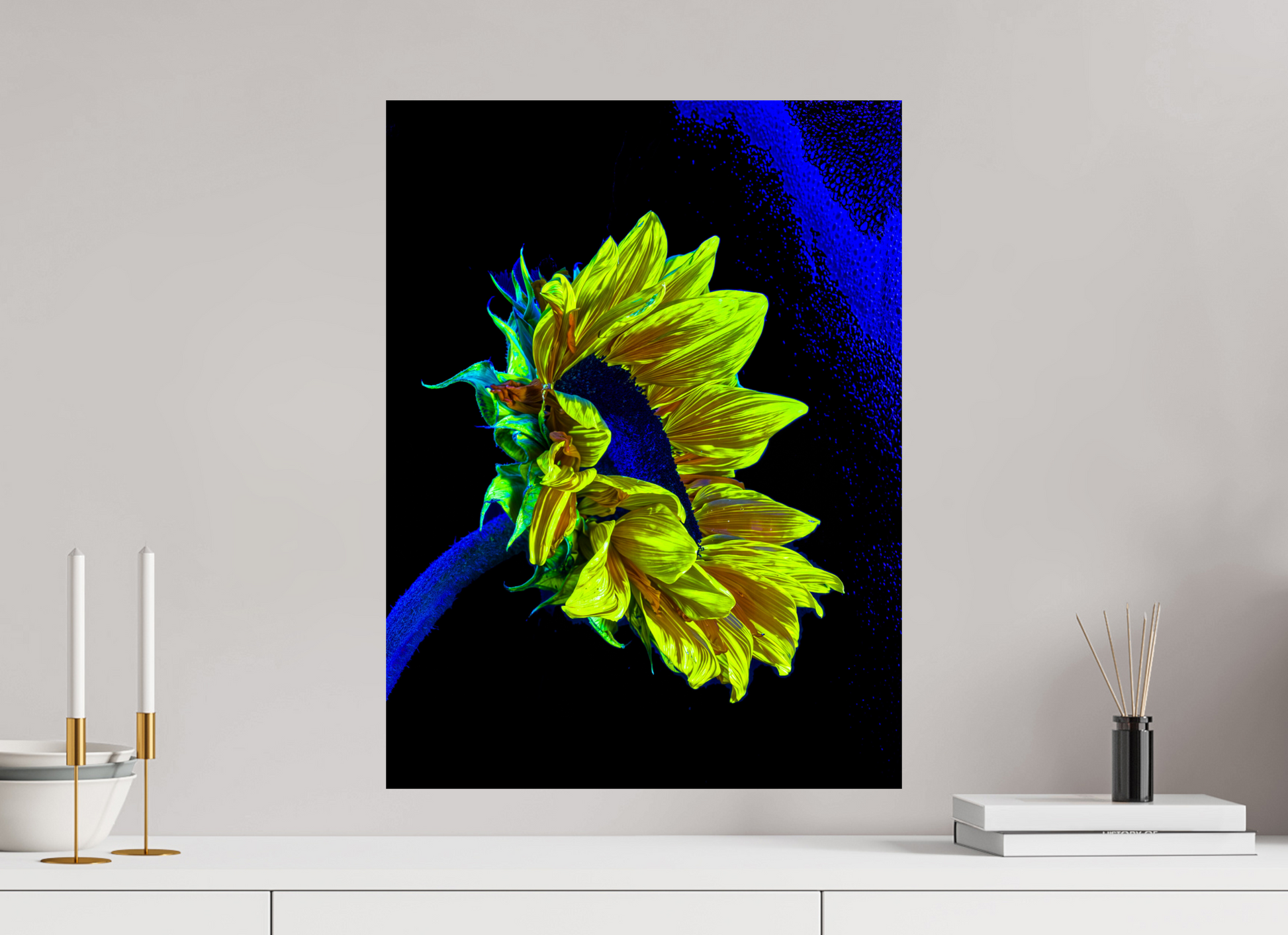 45 x 60 cm, 2 Photo print mounted on Dibond Gold lost in the blue of silence