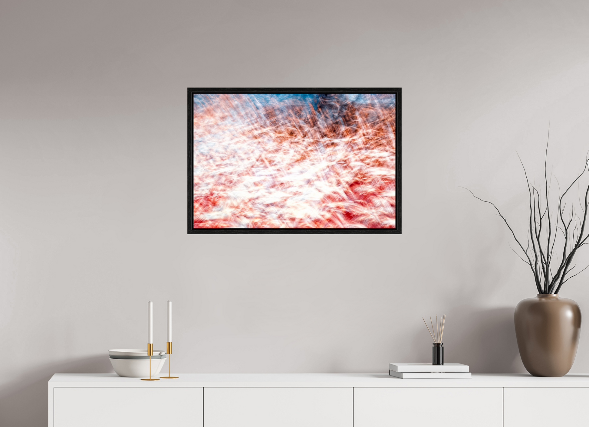 75 x 50 cm, 8 Black American Box The Sea of Red Feathers