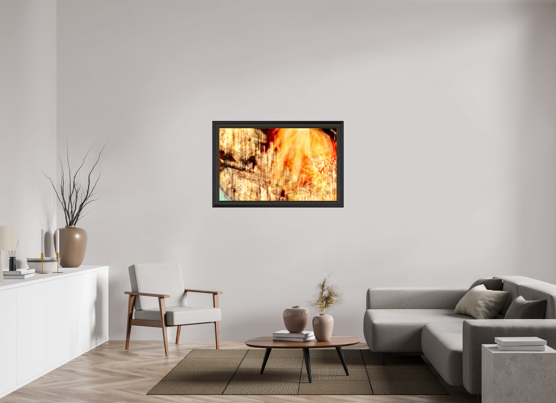 112 x 70 cm, 11 Black-Gold Frame The incandescent heart of the world
