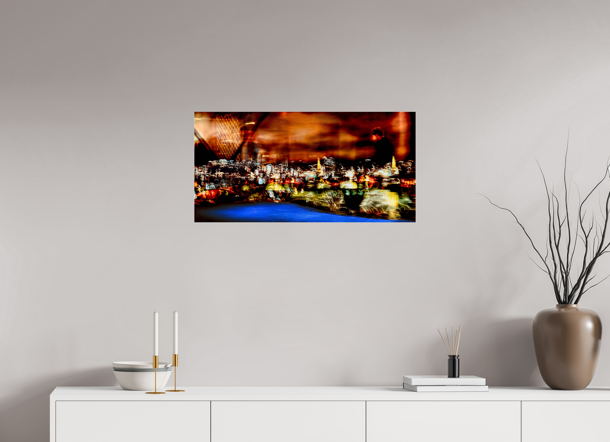 80 x 40 cm, 3 Photo print under acrylic glass Walker in the urban nebula