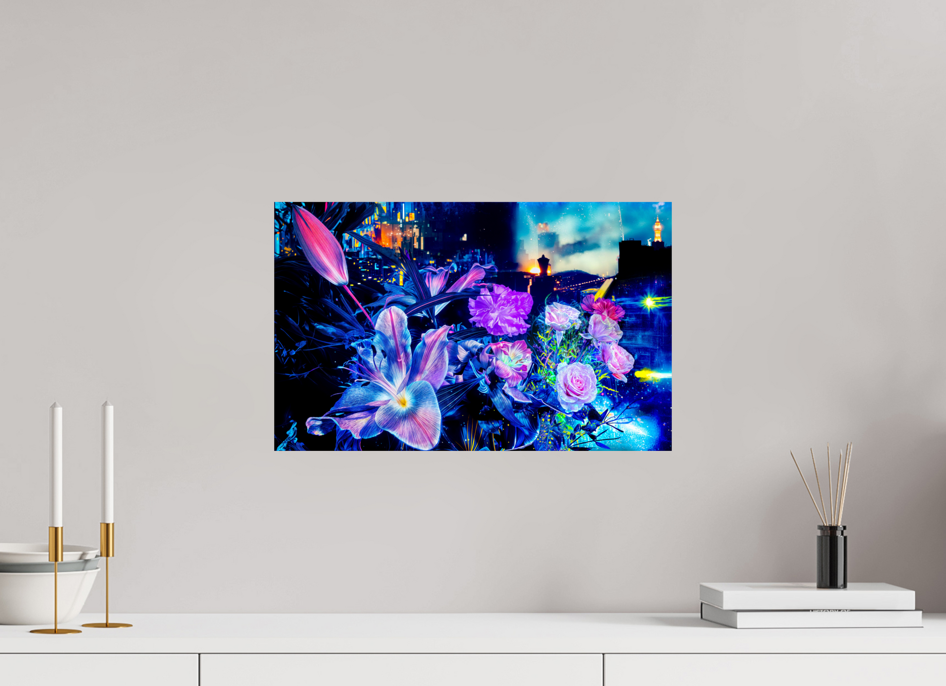 47.9 x 30 cm, 1 Single print on Fuji Crystal Pearl photo paper Petals watching over the metropolitan city