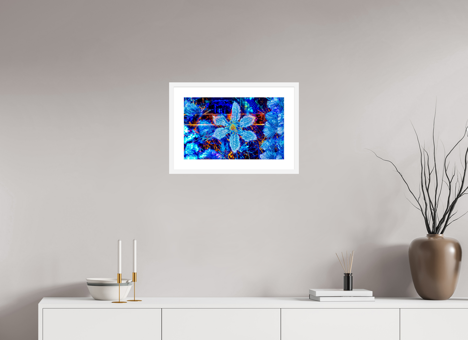 47.9 x 30 cm, 6 White Frame: White Mat The Flower That Dreamed of Stars