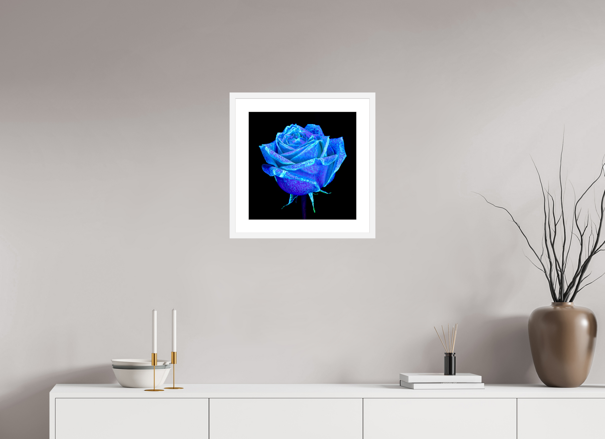 40 x 40 cm, 6 White Frame: White Mat The Rose That Dreamed of the Sky