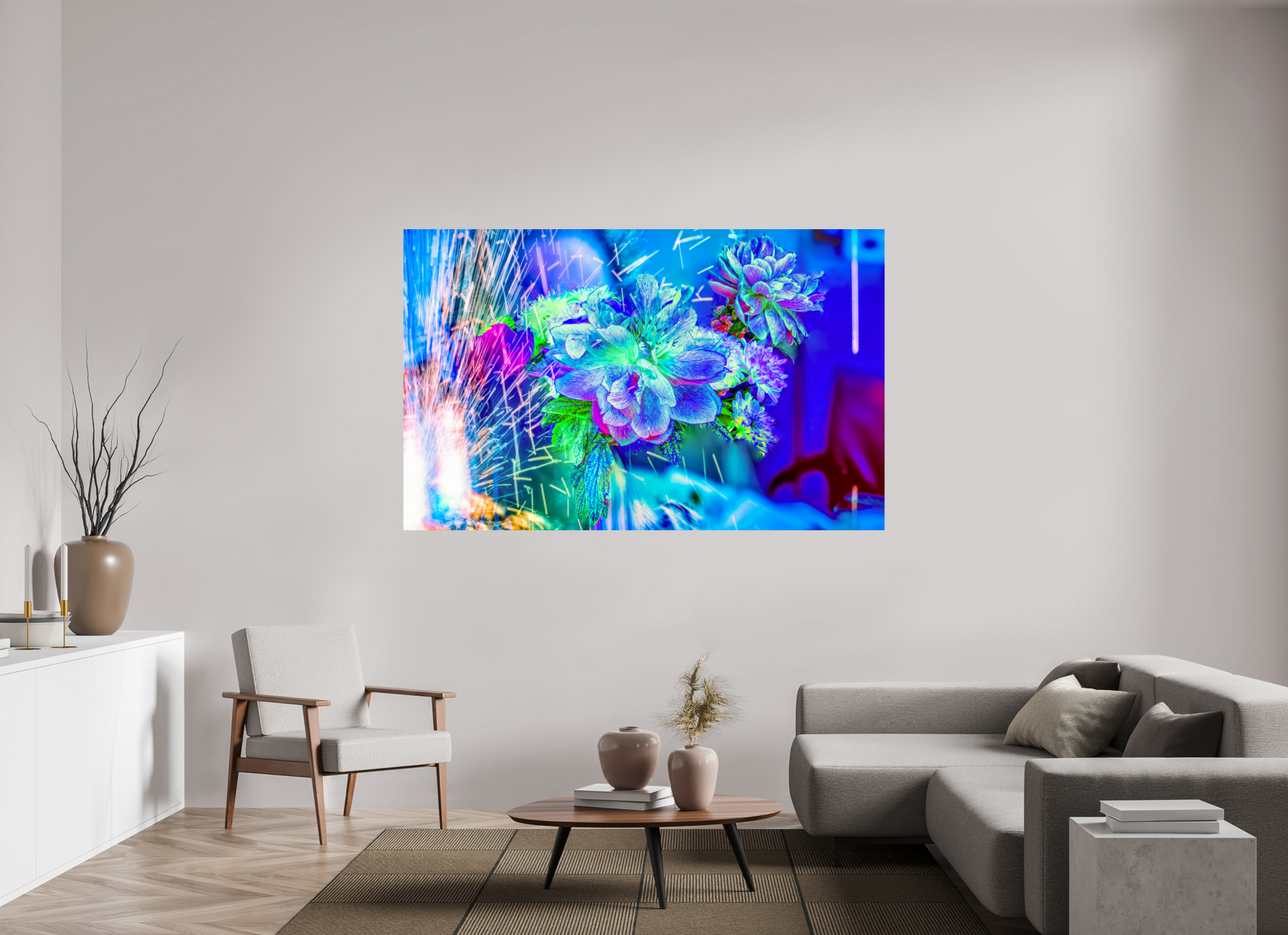 192 x 120 cm, 1 Tirage simple sur papier photo Fuji Crystal Pearl Quand la lumière se brise en fleurs