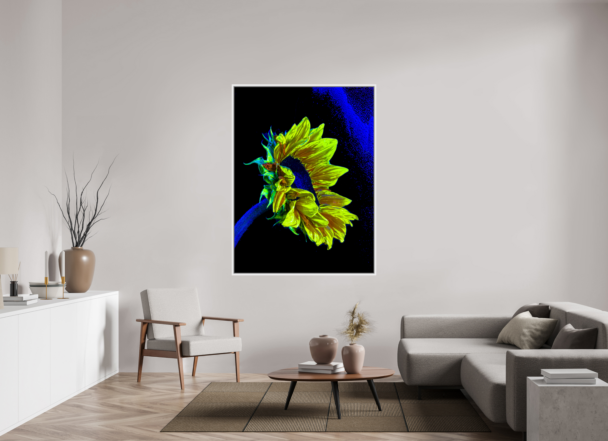 120 x 160 cm, 9 White American Box The gold lost in the blue of silence