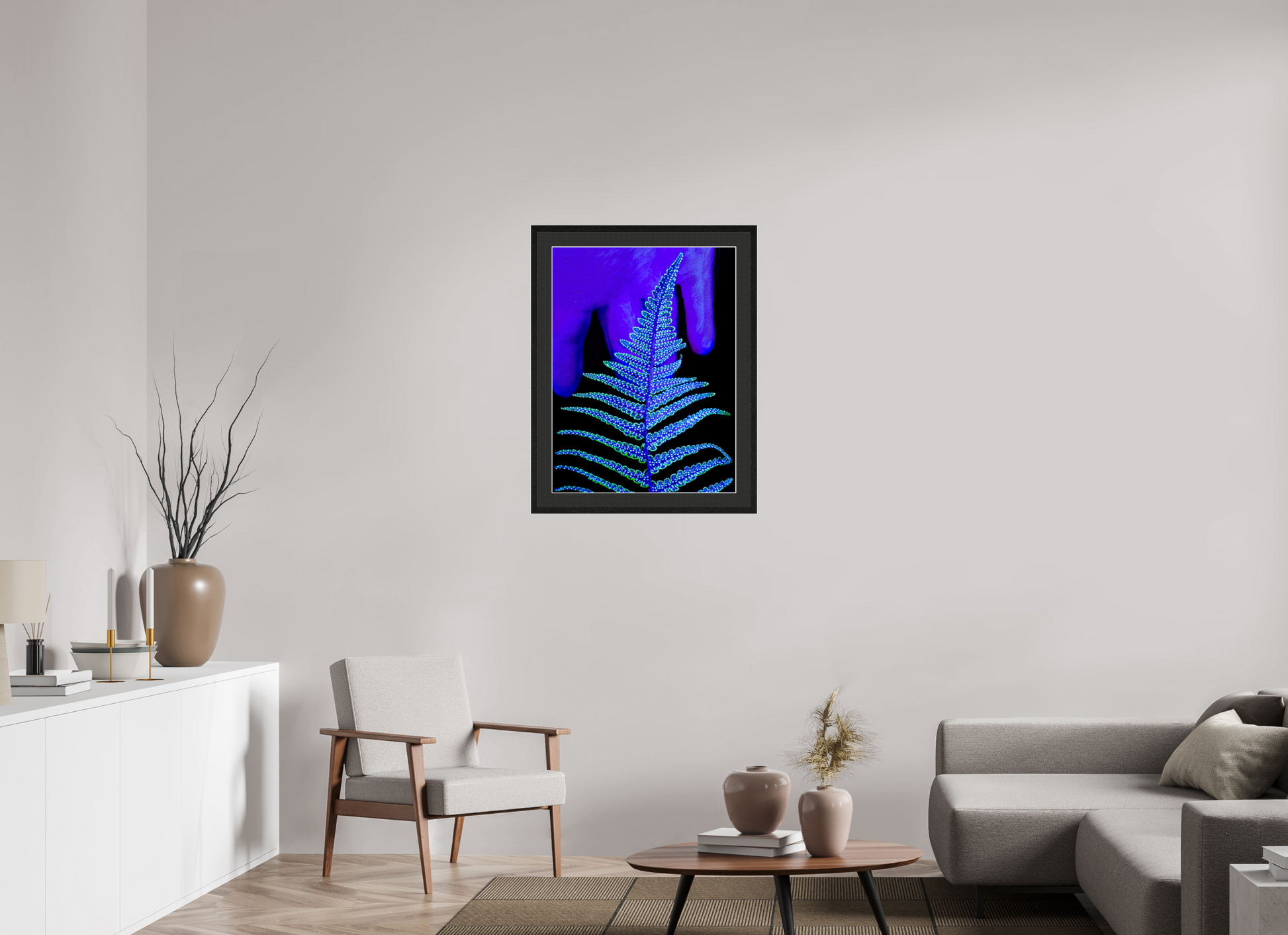 60 x 80 cm, 5 Black Frame: Black Mat with White Border The Secret Code of Foliage