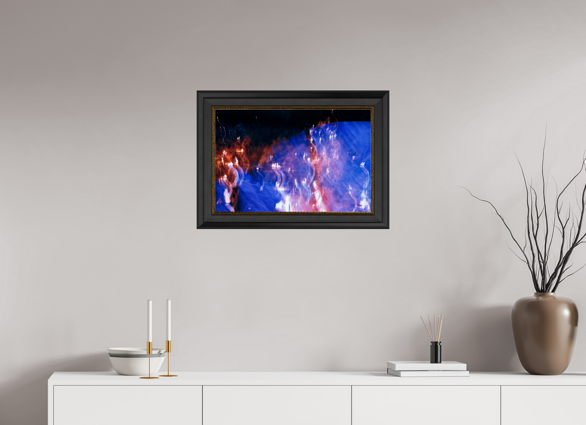 60 x 40 cm, 11 Black-Gold Frame Song of Wandering Flames