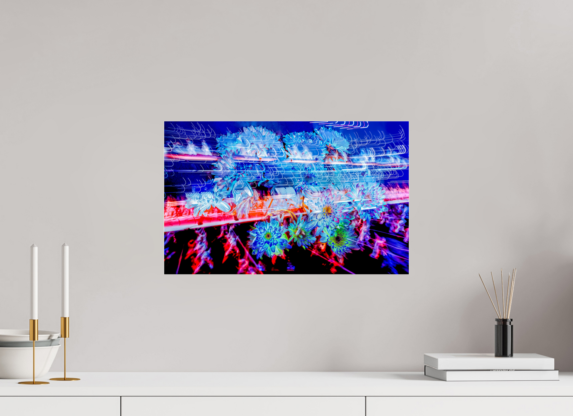 48 x 30 cm, 3 Photo print under acrylic glass Blooms in the currents of soft matter