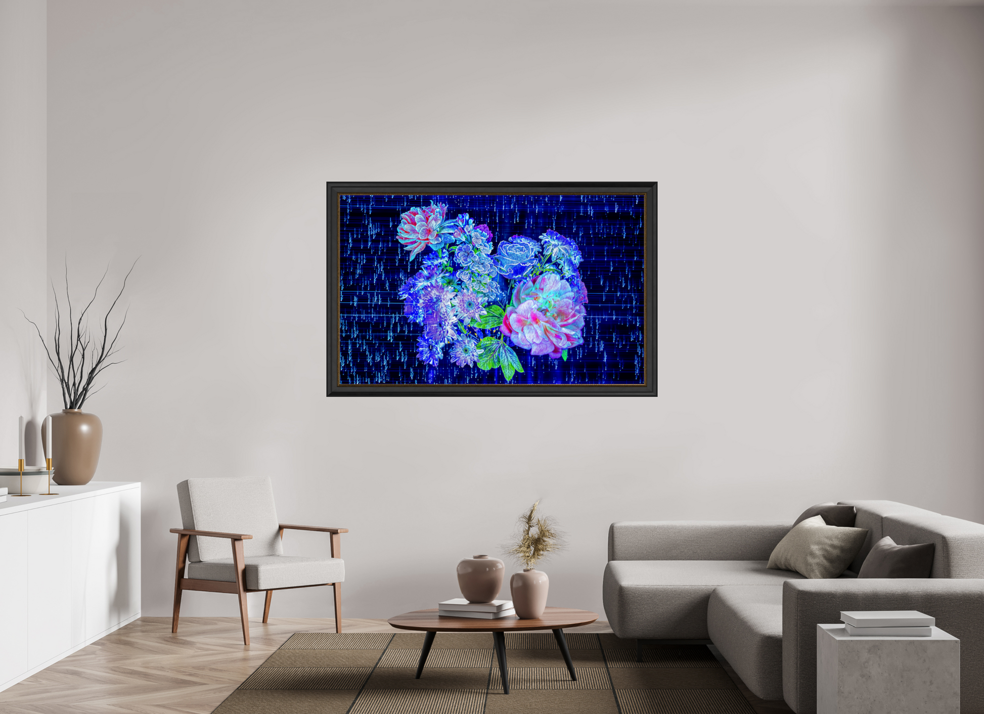 160 x 100 cm, 11 Black-Gold Frame Blooms at the heart of the stellar code