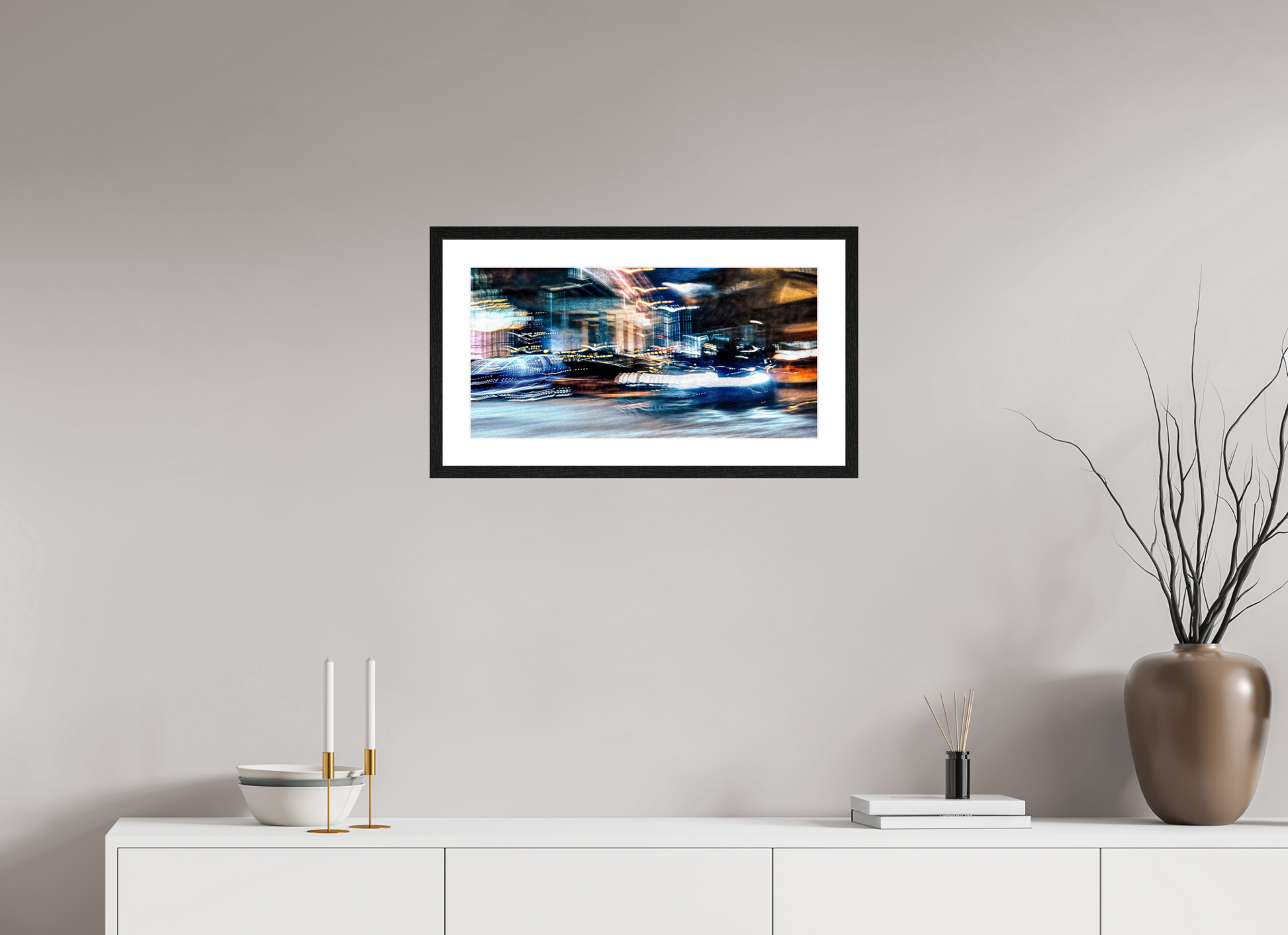 60 x 30 cm, 4 Black Frame: White Mat Chronicle of streets where time stretches out