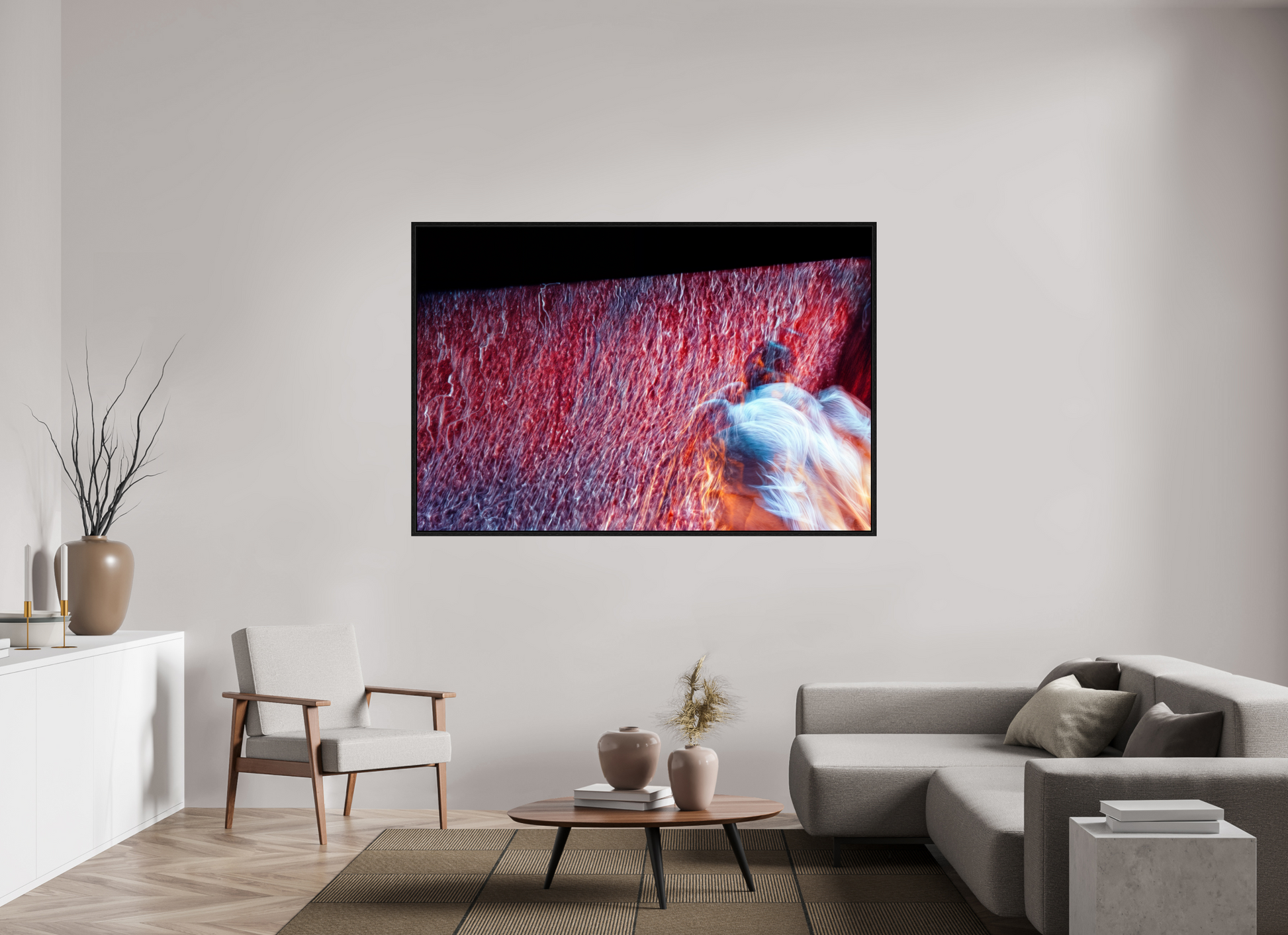 180 x 120 cm, 8 Black American Box Where fire turns into rain