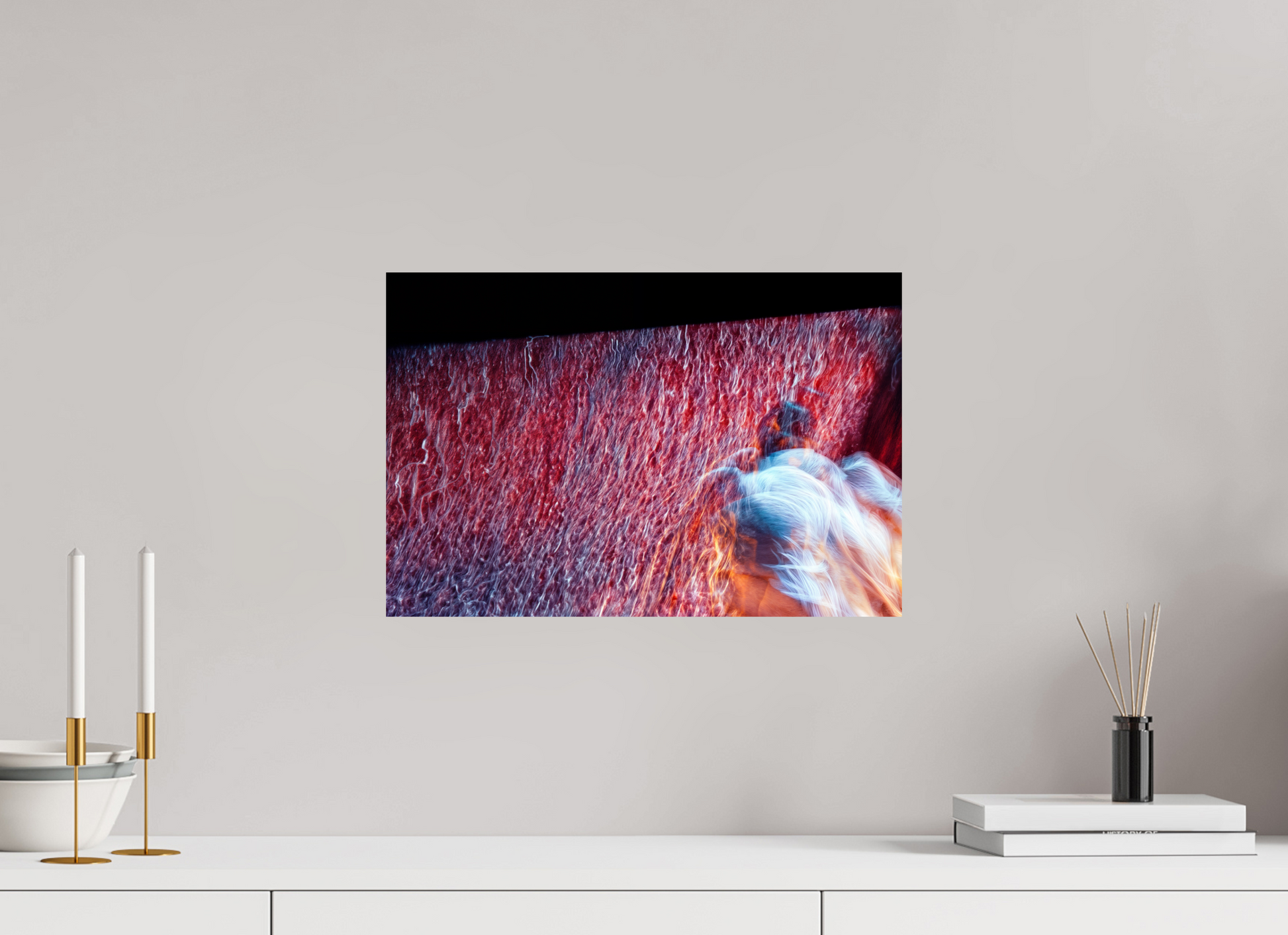 45 x 30 cm, 2 Photo print mounted on Dibond Where fire turns into rain