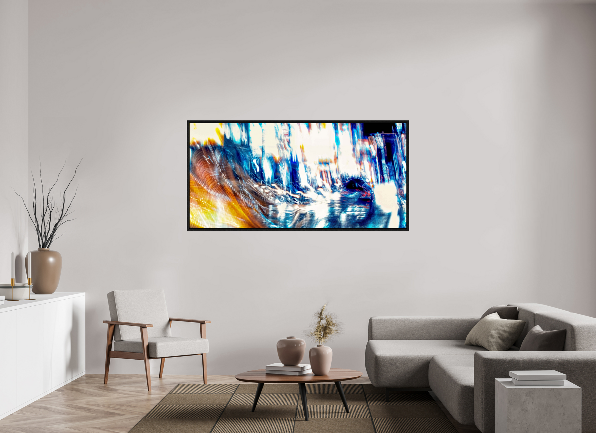 185,8 x 90 cm, 8 Caisse américaine Noire L’onde blanche qui fissure la nuit