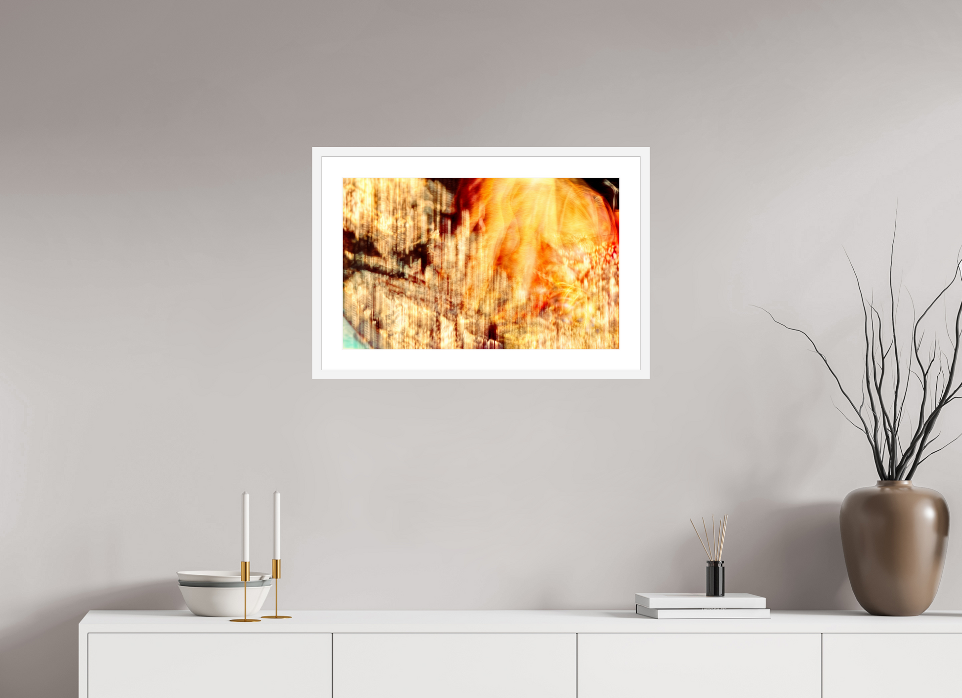 64 x 40 cm, 6 White Frame: White Mat The incandescent heart of the world