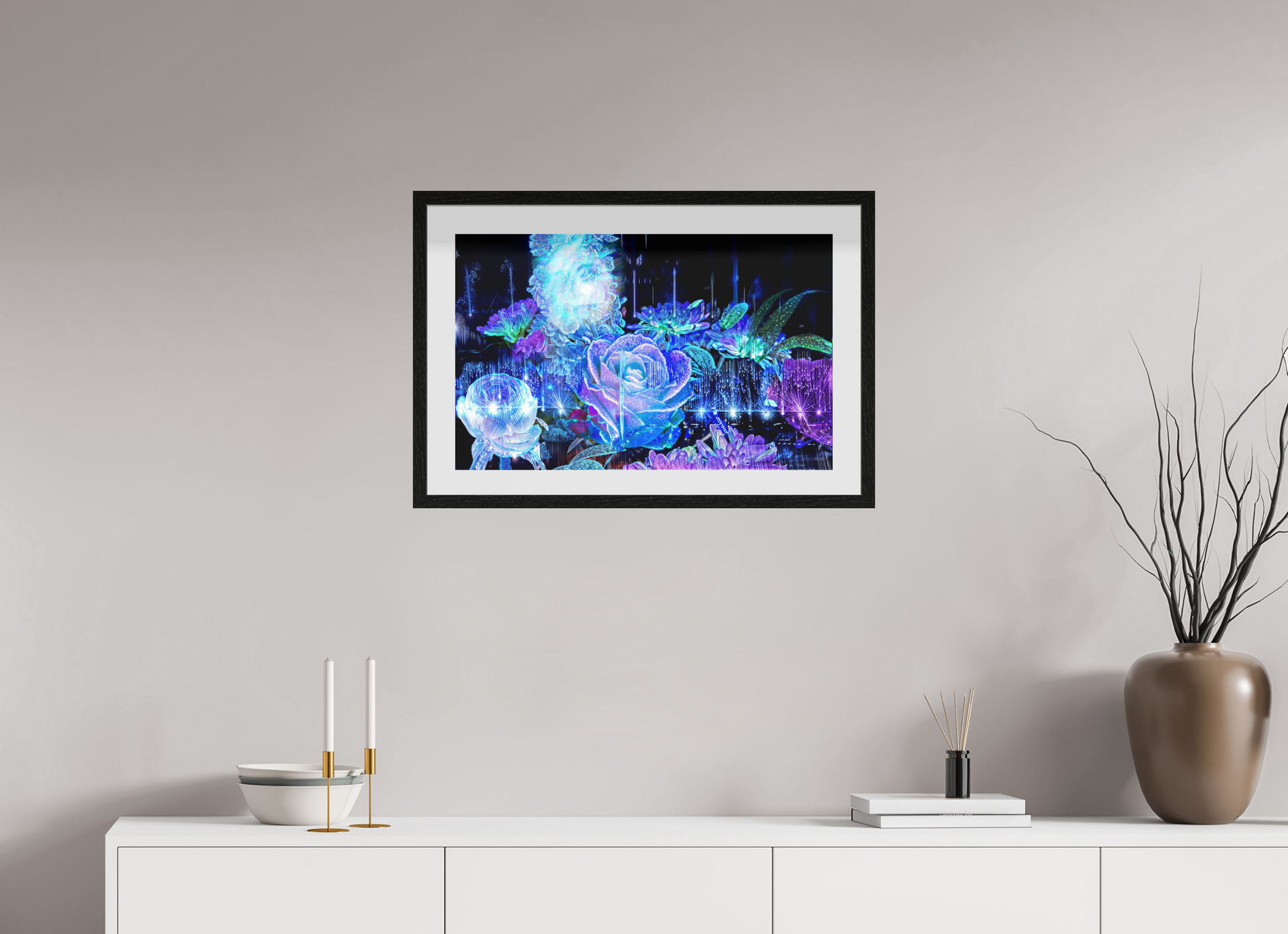 64 x 40 cm, 10 Cadre Noir Flottant La Rosée des Étoiles