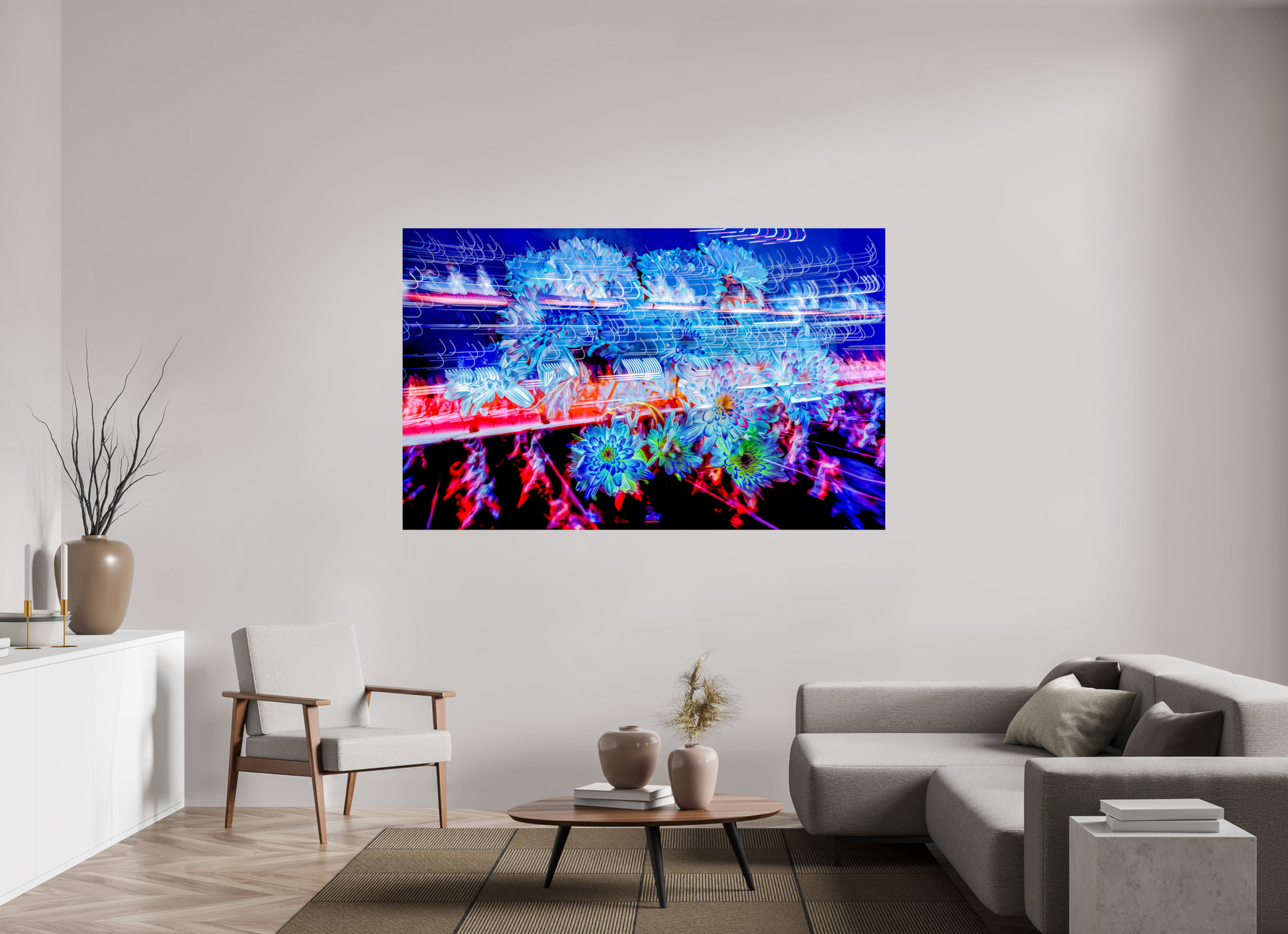 192 x 120 cm, 2 Photo print mounted on Dibond Blooms in the currents of soft matter