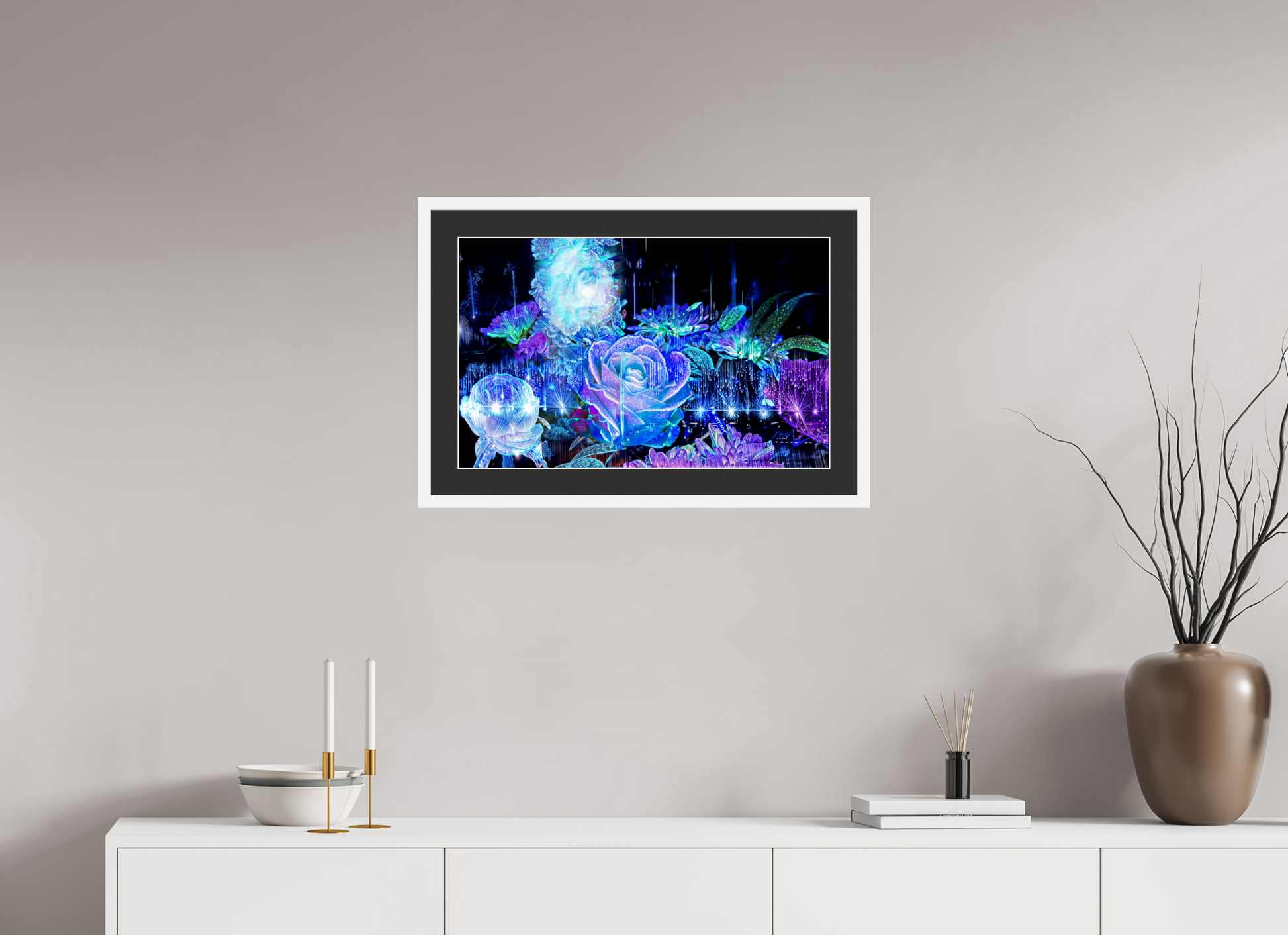 64 x 40 cm, 7 Cadre Blanc : Passe-Partout Noir lisière Blanche La Rosée des Étoiles