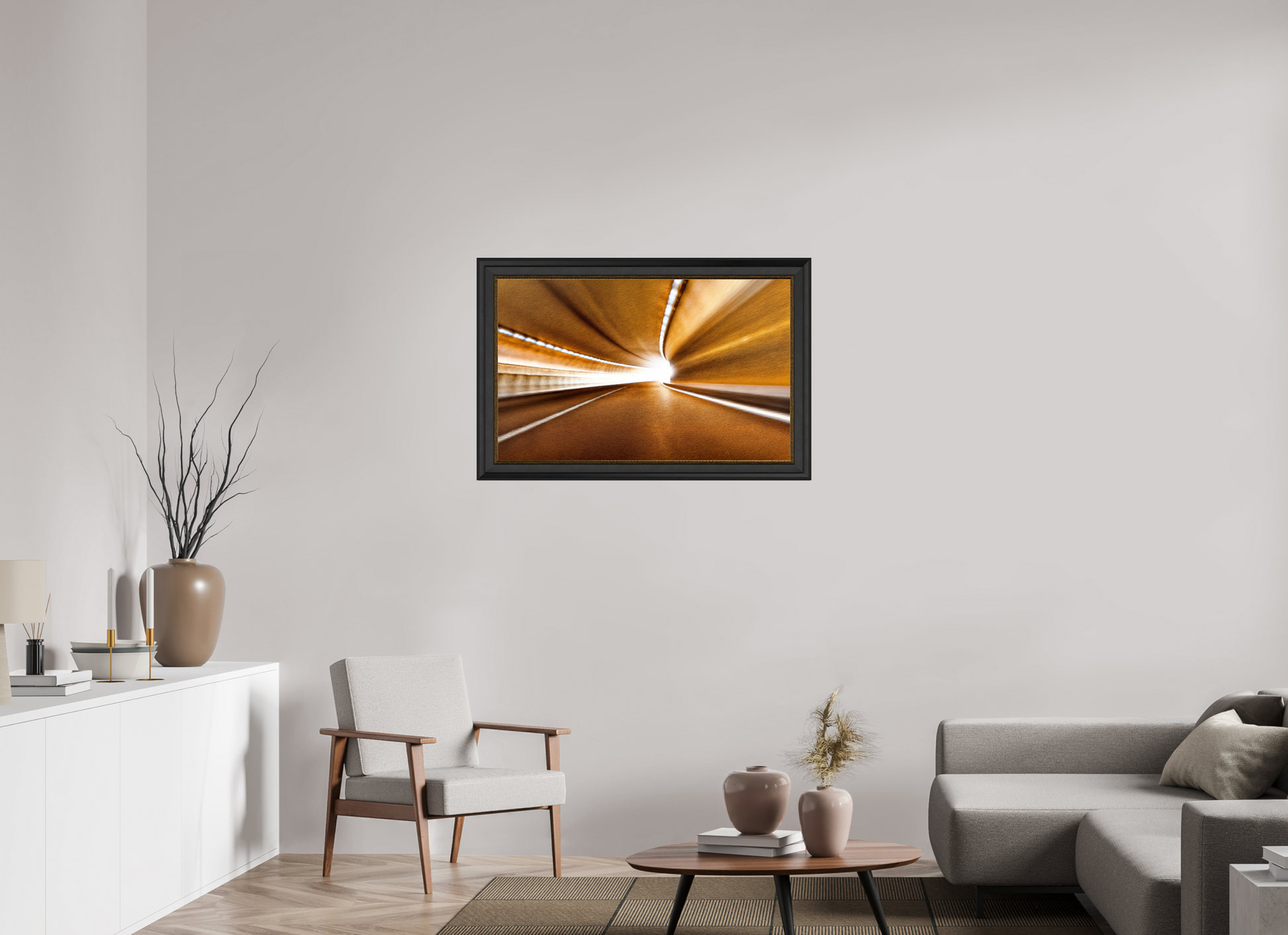 96 x 60 cm, 11 Black-Gold Frame Passage to eternal light