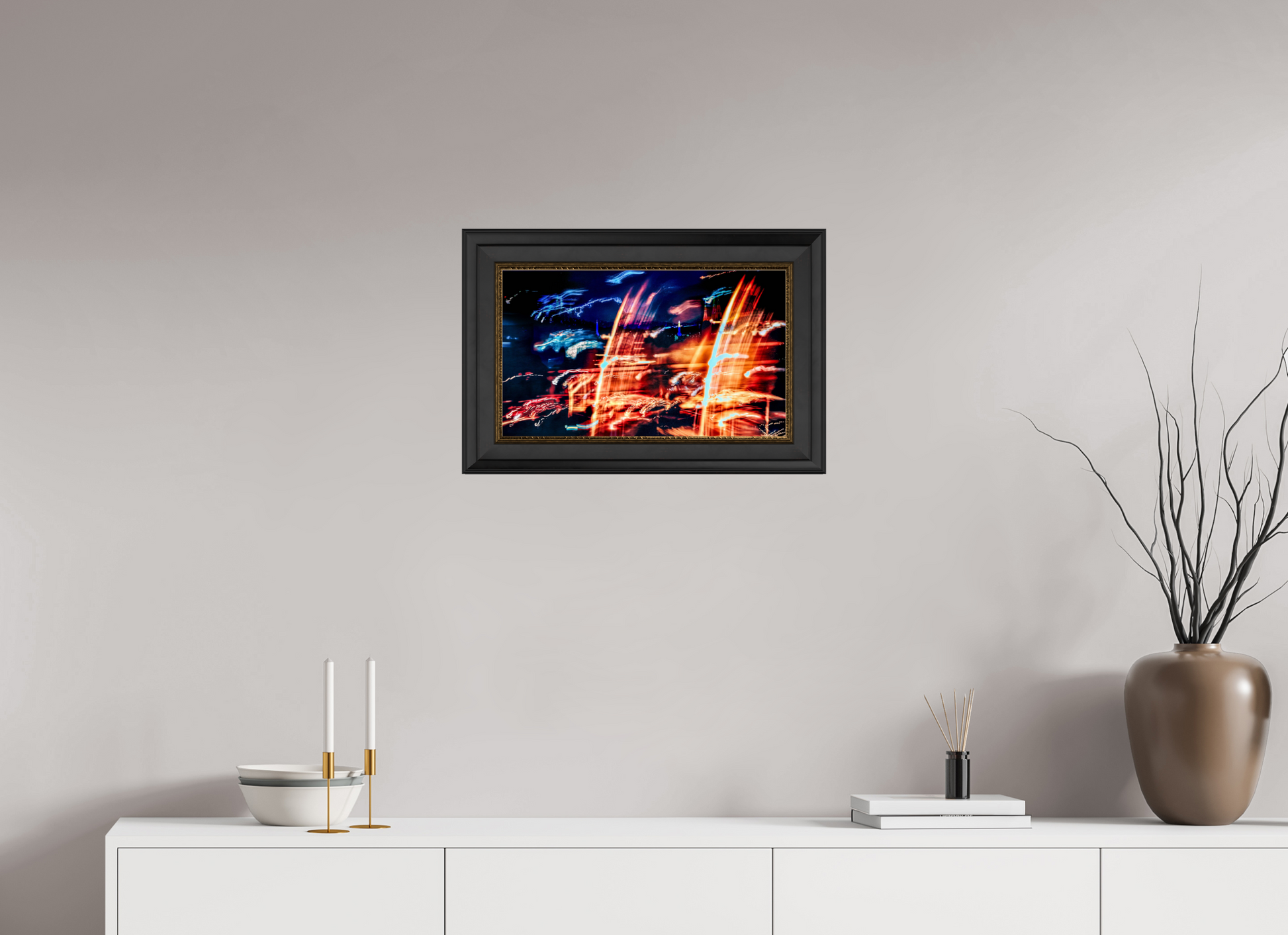 50 x 30 cm, 11 Black-Gold Frame The Waves of the Invisible Sky