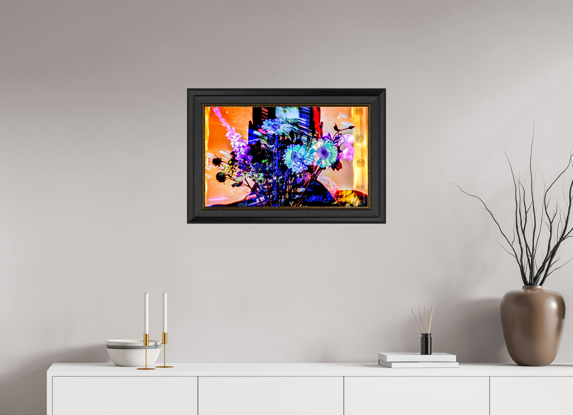 64 x 40 cm, 11 Black and Gold Frame In your light, in our color