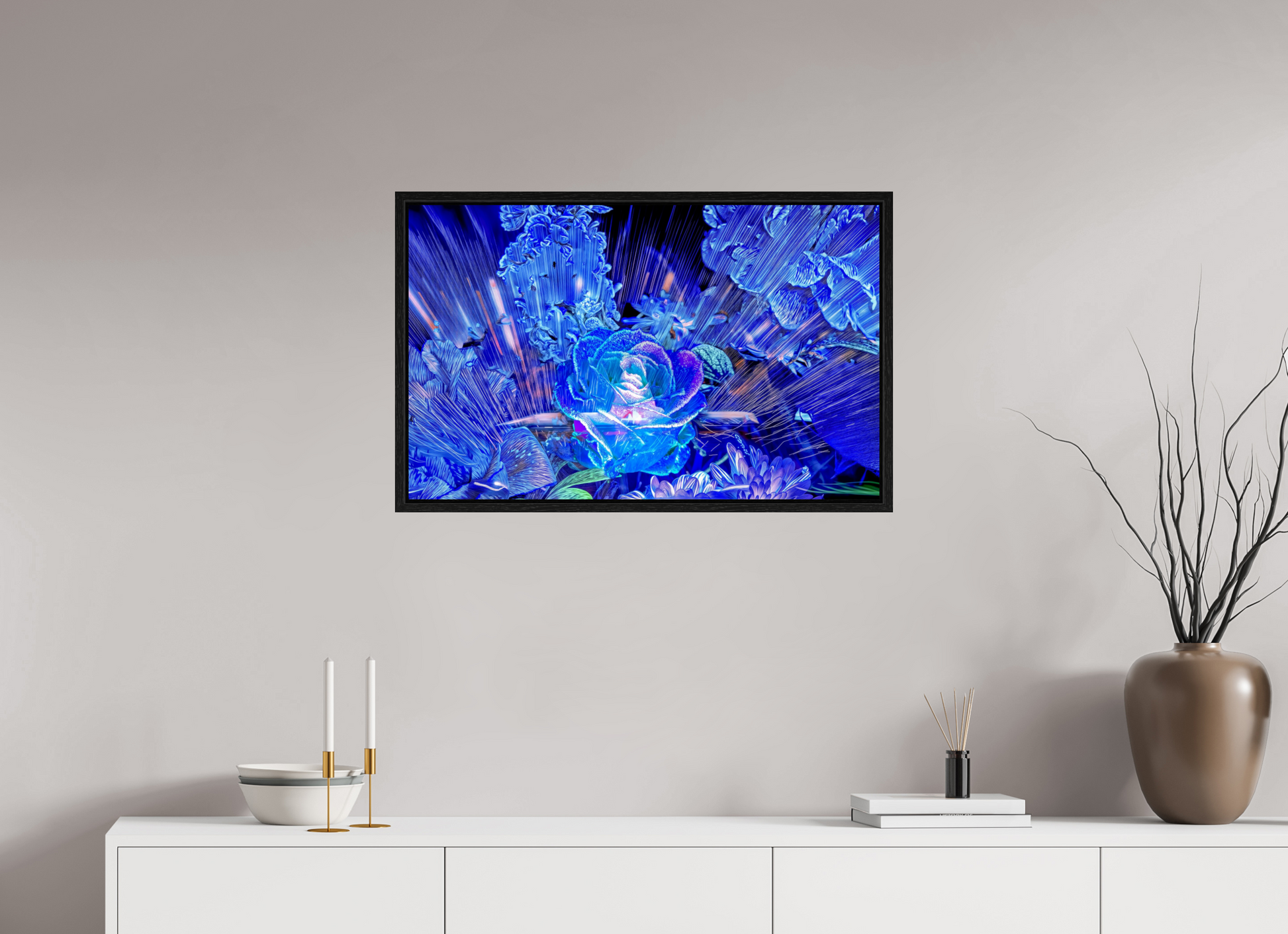 80 x 50 cm, 8 Caisse américaine Noire Rose née d’un éclat céleste