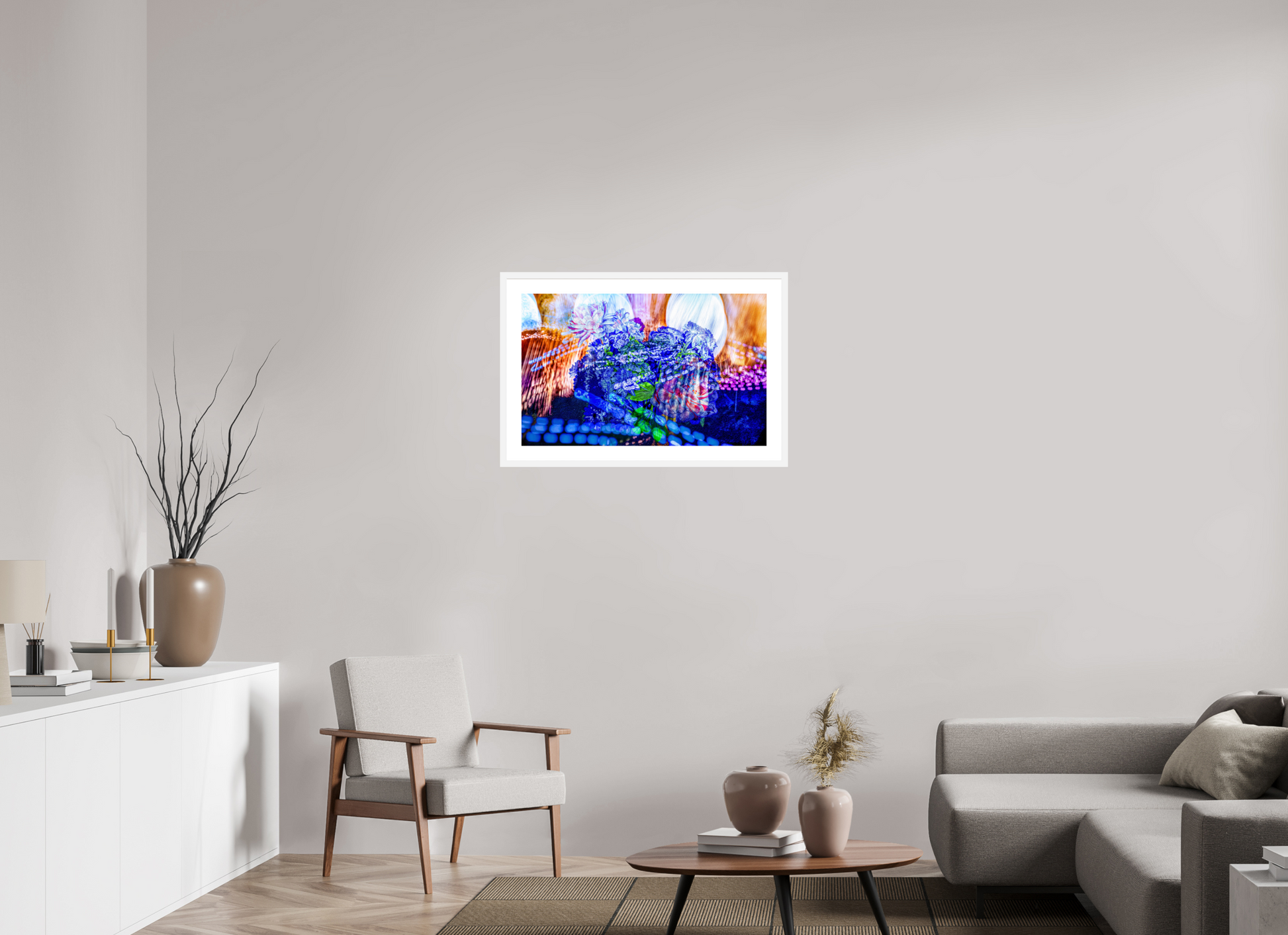 80 x 50 cm, 6 Cadre Blanc : Passe-Partout Blanc Le souffle lumineux des fleurs