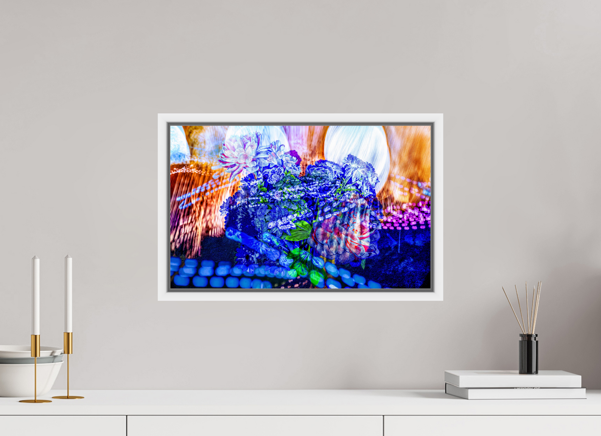 48 x 30 cm, 9 Caisse américaine Blanche Le souffle lumineux des fleurs