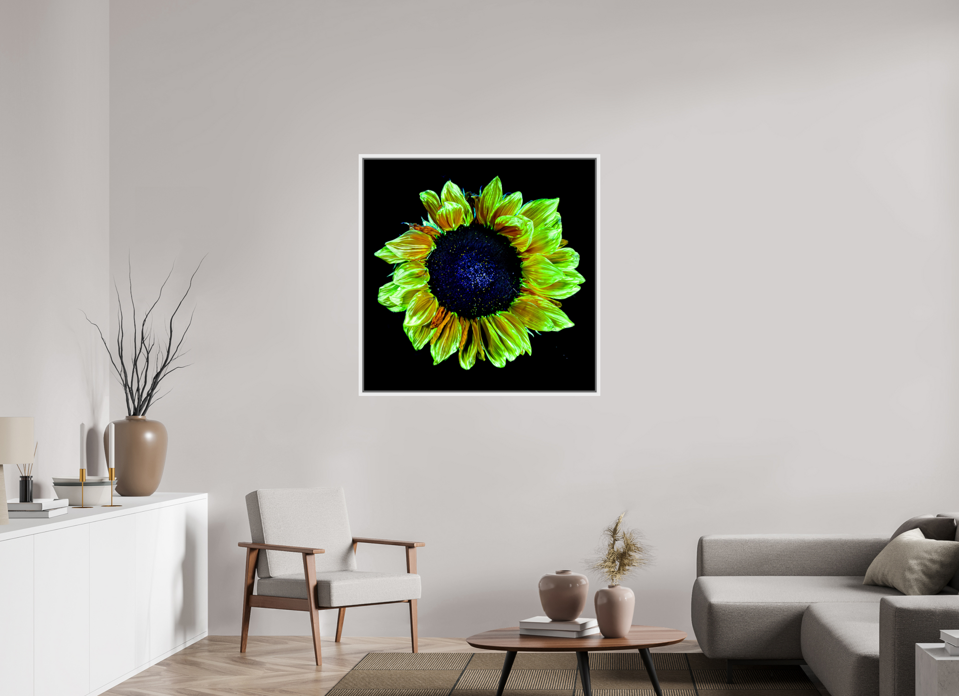 100 x 100 cm, 9 White American Box Crown of Light