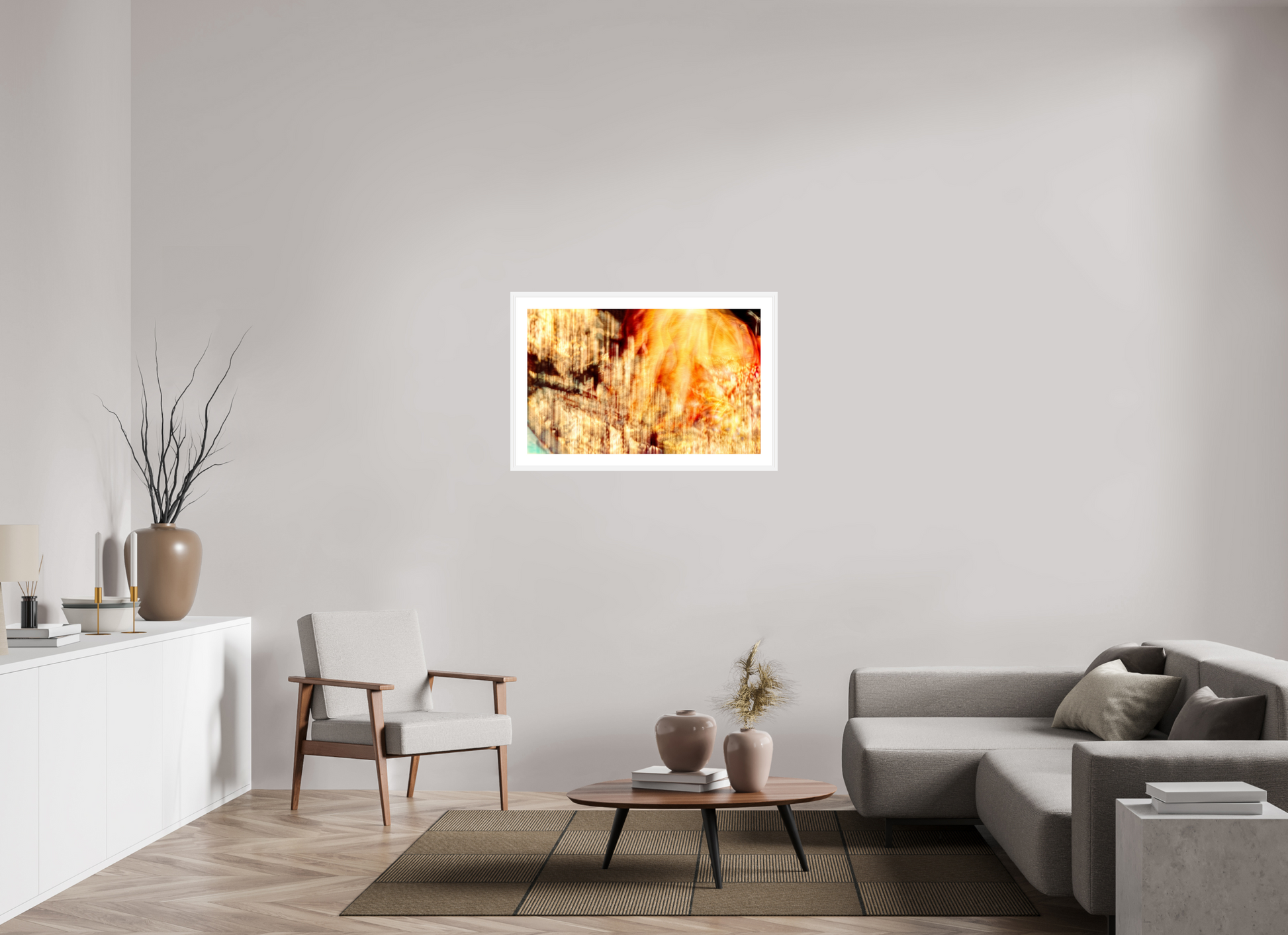 96 x 60 cm, 6 White Frame: White Mat The incandescent heart of the world