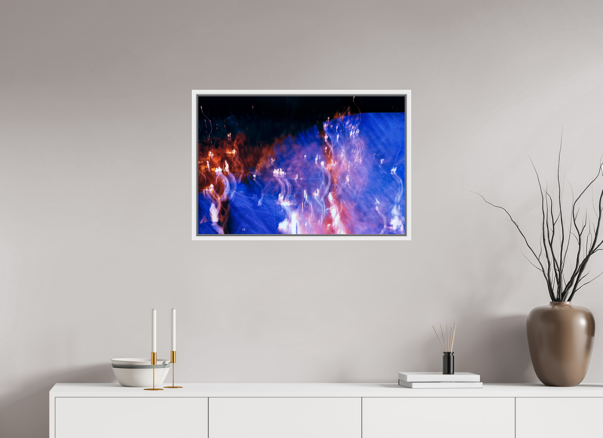 75 x 50 cm, 9 White American Box Song of Wandering Flames