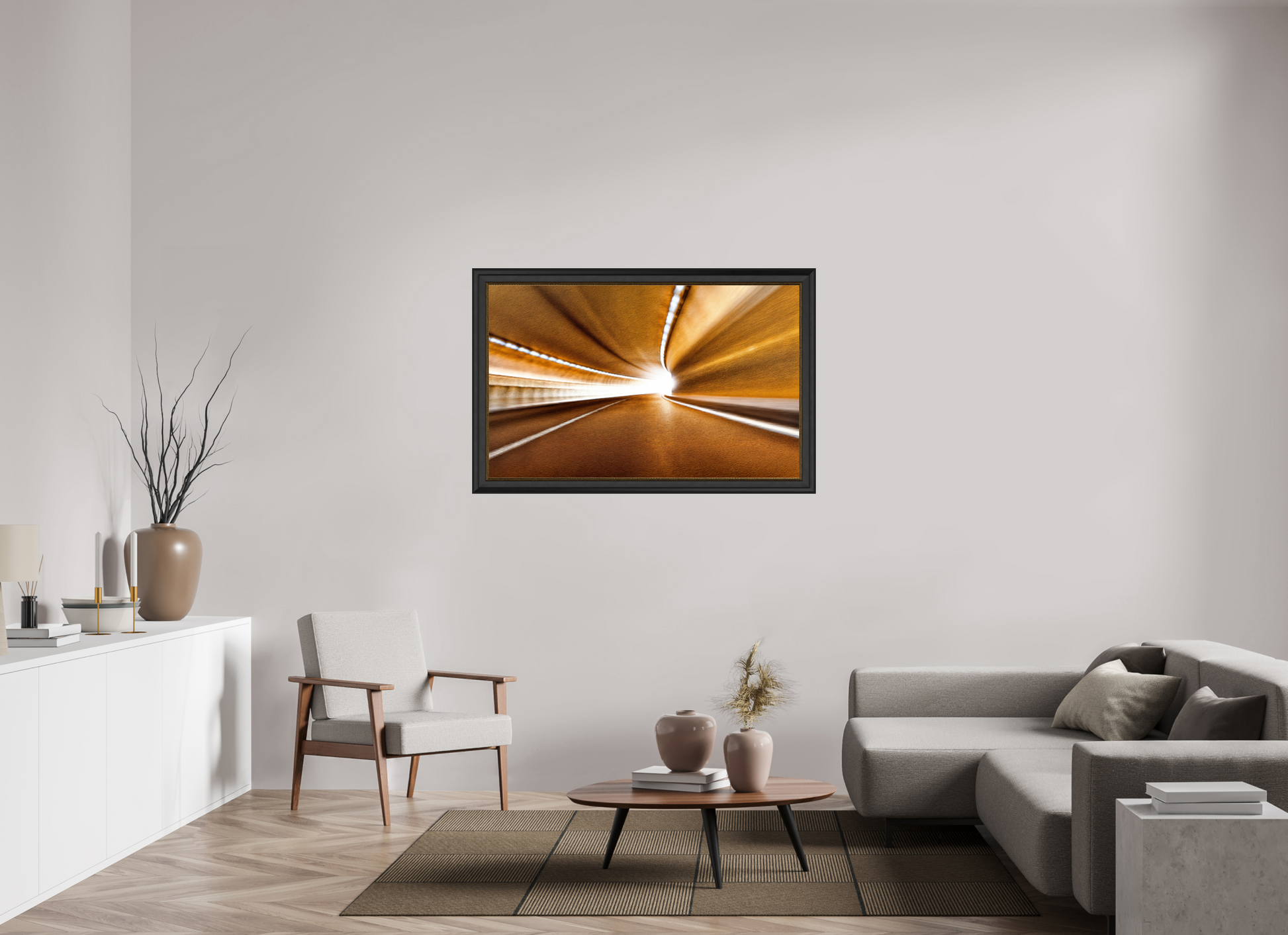 128 x 80 cm, 11 Black-Gold Frame Passage to eternal light