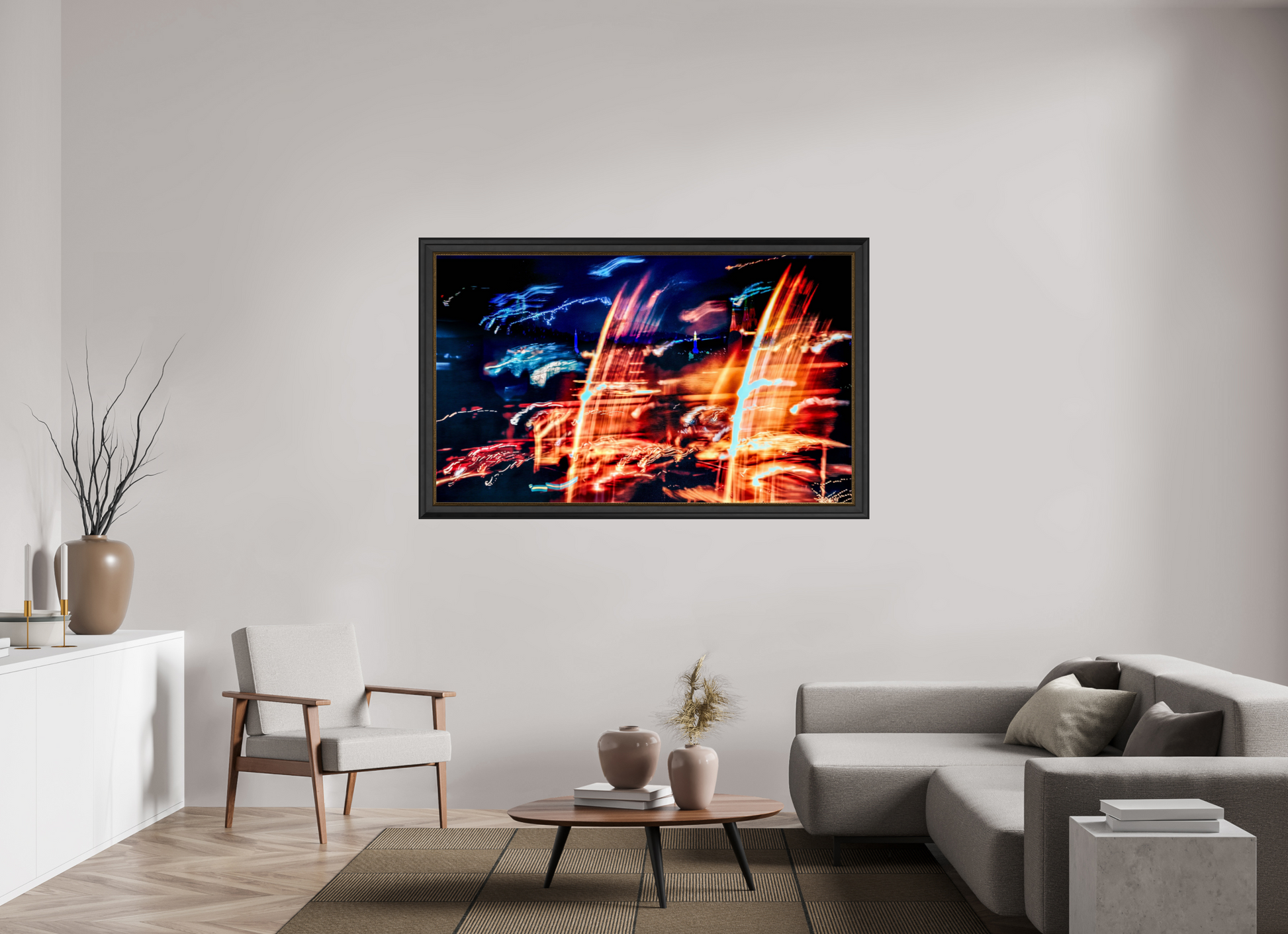 166.8 x 100 cm, 11 Black-Gold Frame The Waves of the Invisible Sky