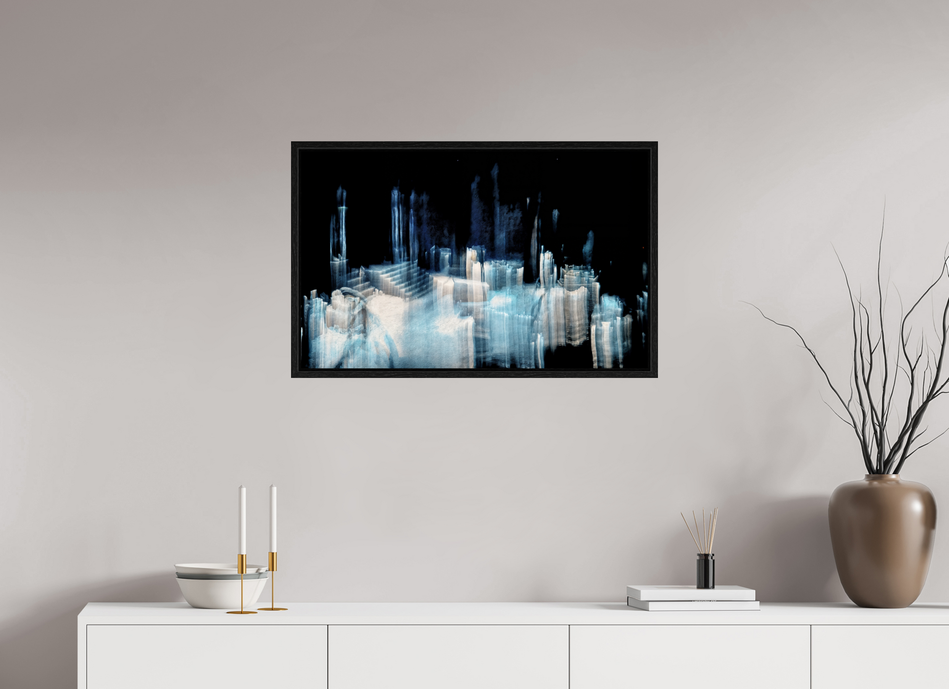 80 x 50 cm, 8 Caisse américaine Noire Cathédrale de glace brisée