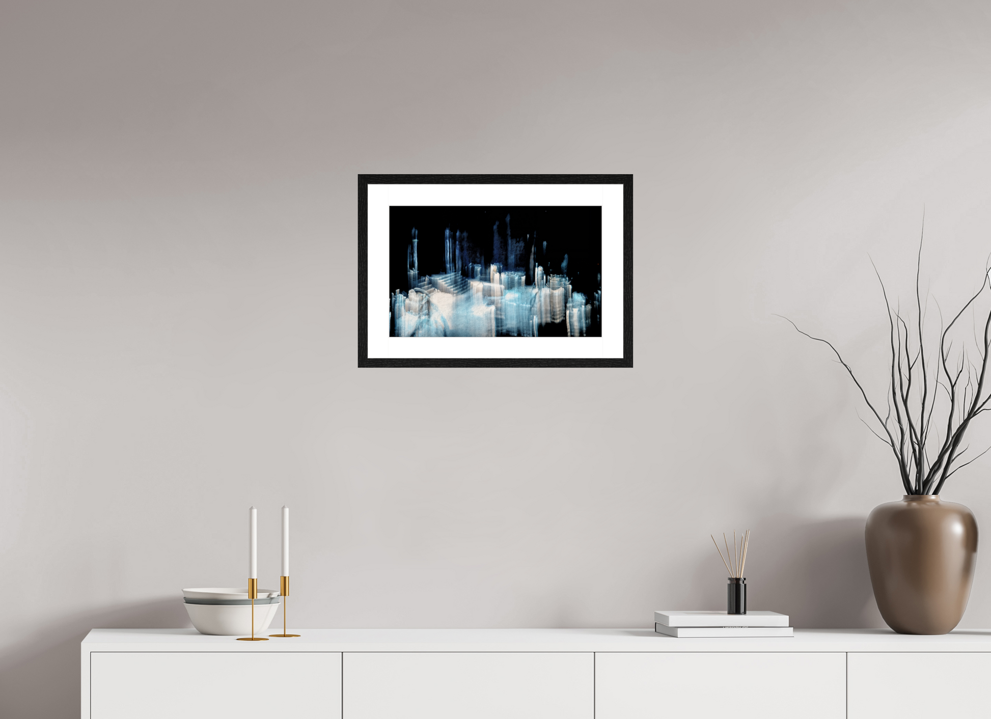 48 x 30 cm, 4 Cadre Noir : Passe-Partout Blanc Cathédrale de glace brisée