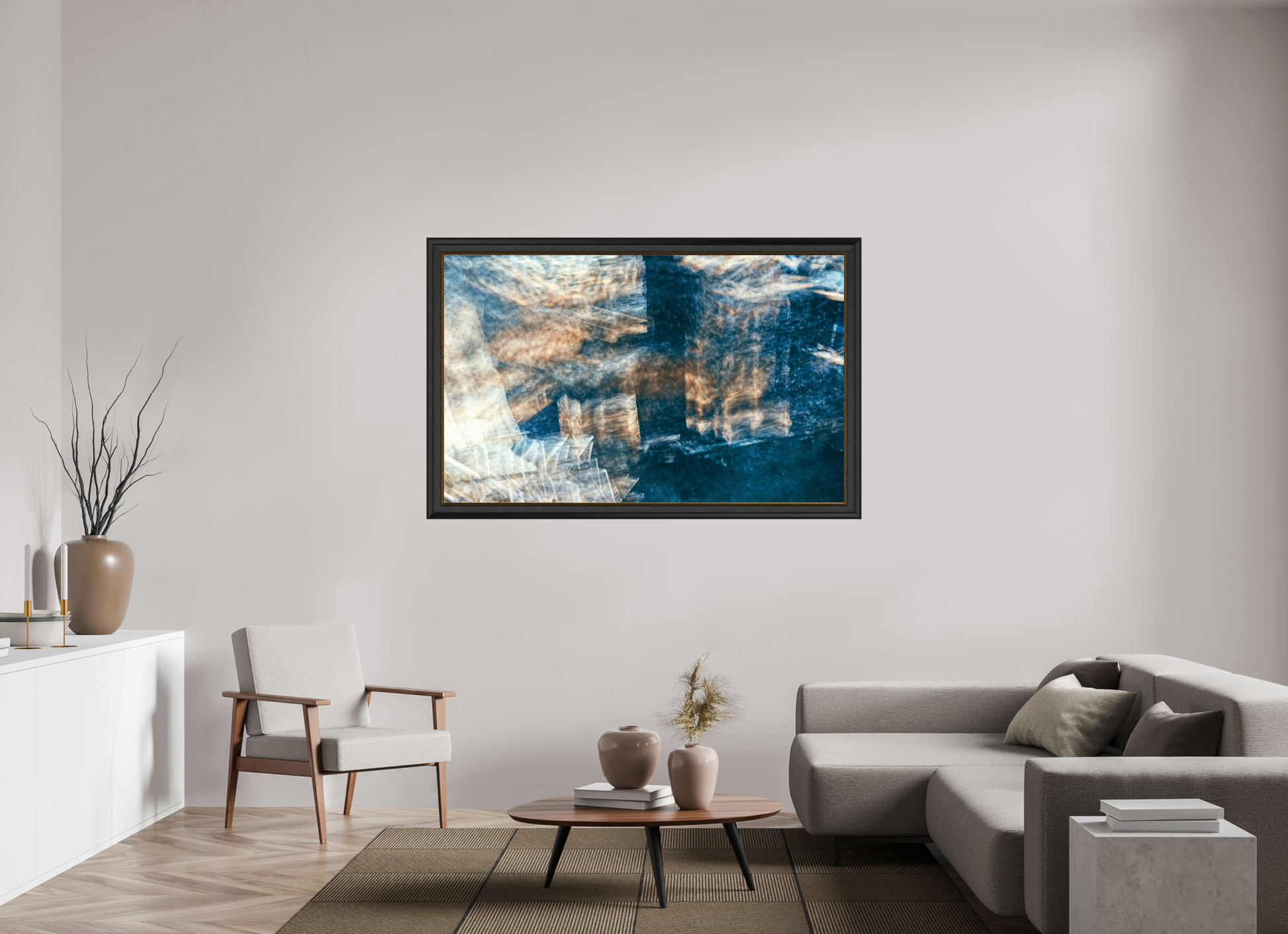 160.5 x 100 cm, 11 Black-Gold Frame Cartography of a faded dream