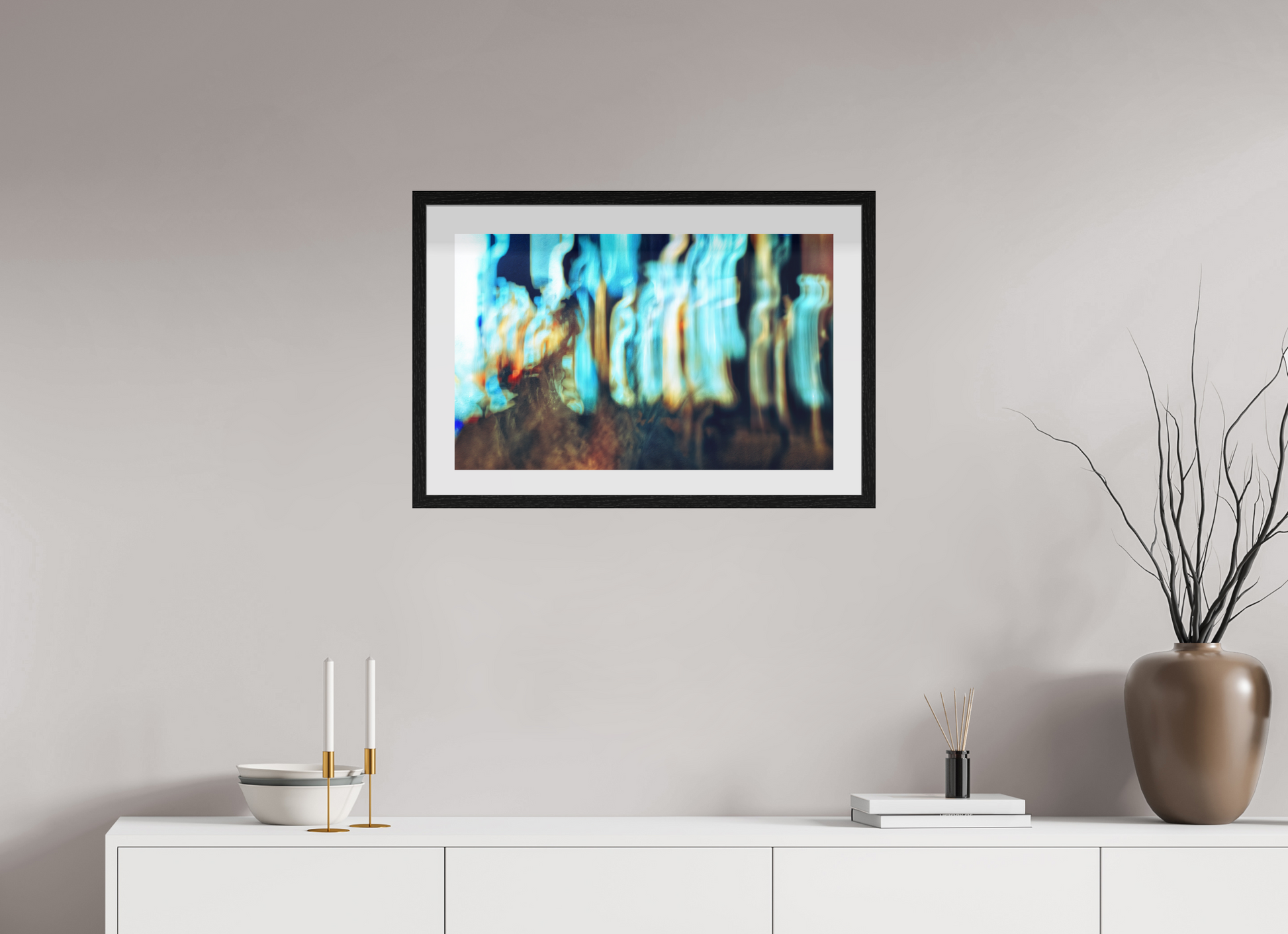 64.2 x 40 cm, 10 Black Floating Frame Wandering Vibrations