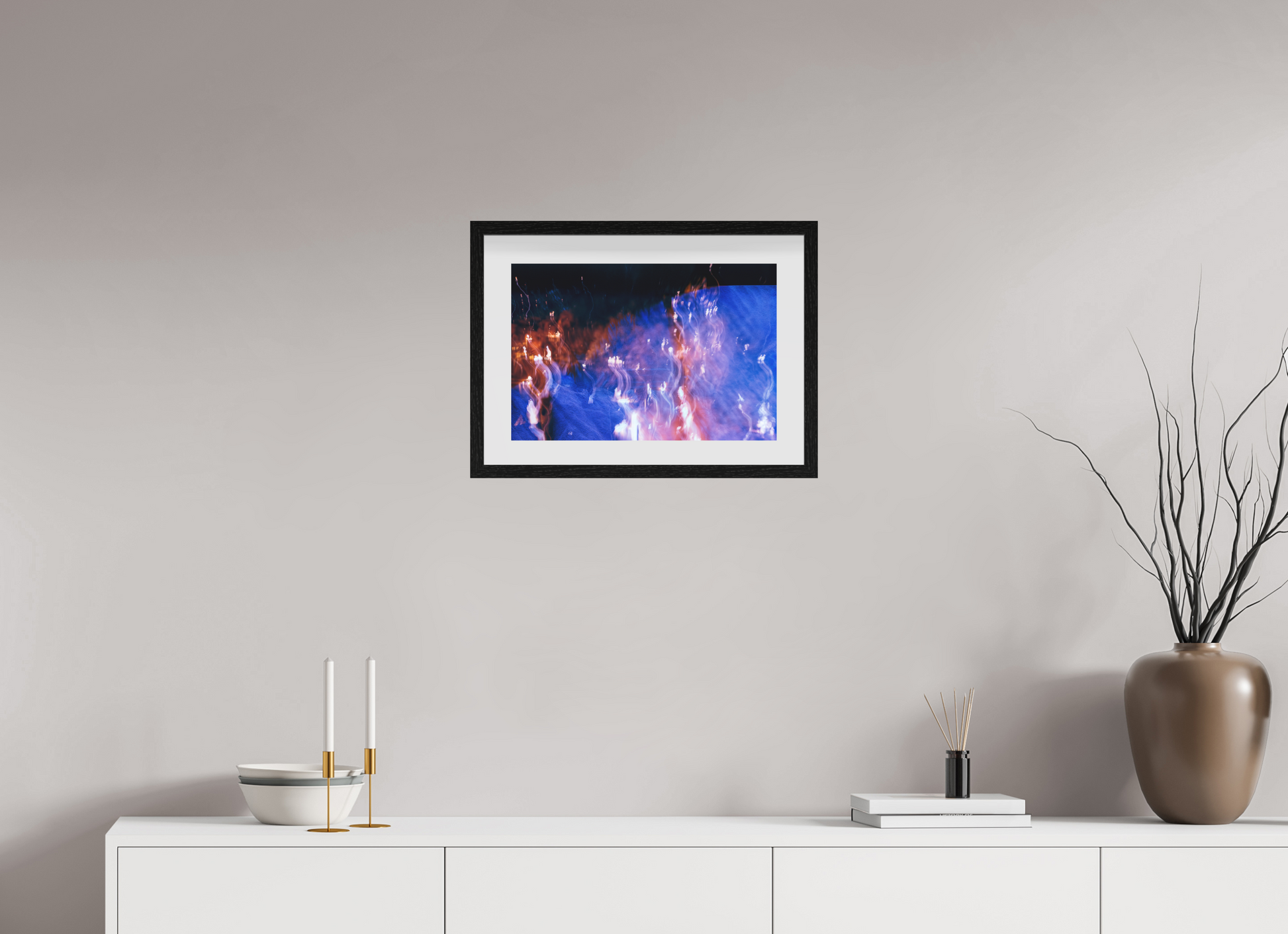 45 x 30 cm, 10 Black Floating Frame Song of Wandering Flames