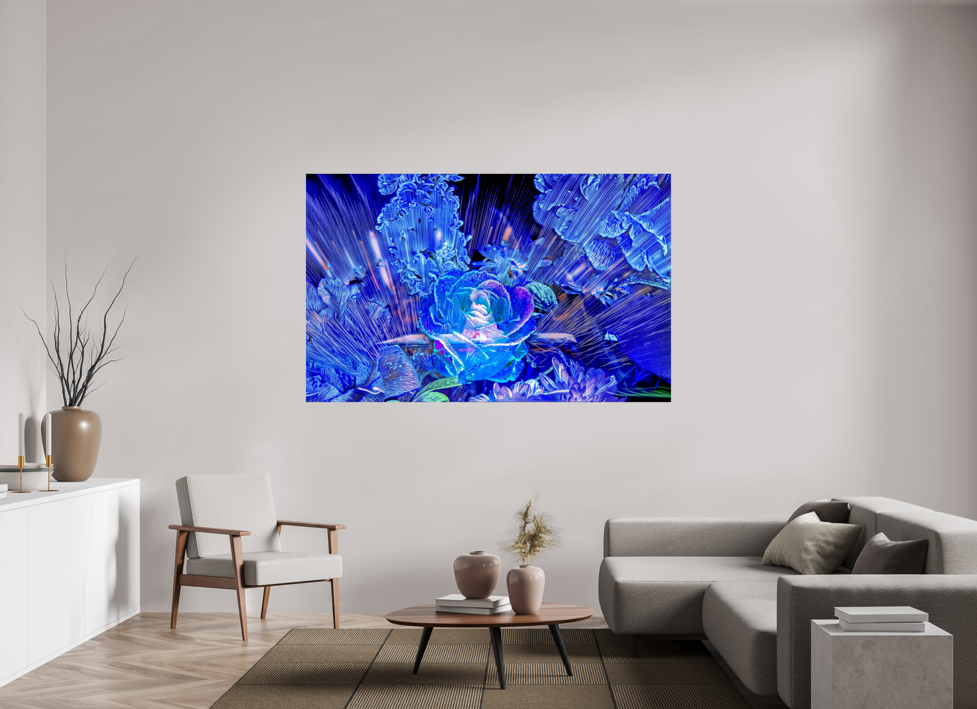 192 x 120 cm, 1 Tirage simple sur papier photo Fuji Crystal Pearl Rose née d’un éclat céleste