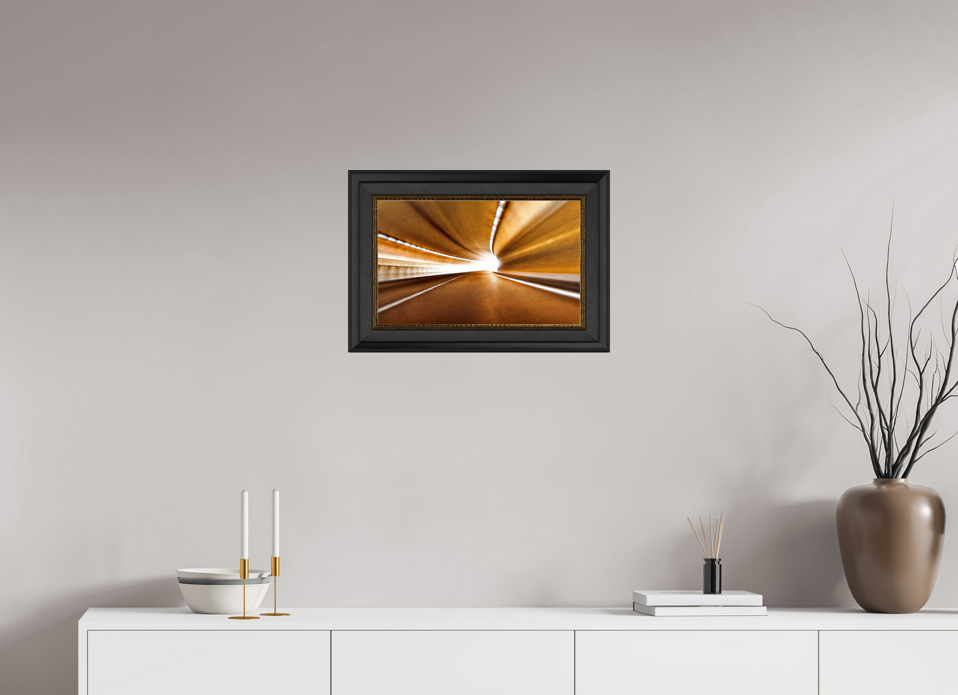 48 x 30 cm, 11 Black-Gold Frame Passage to eternal light