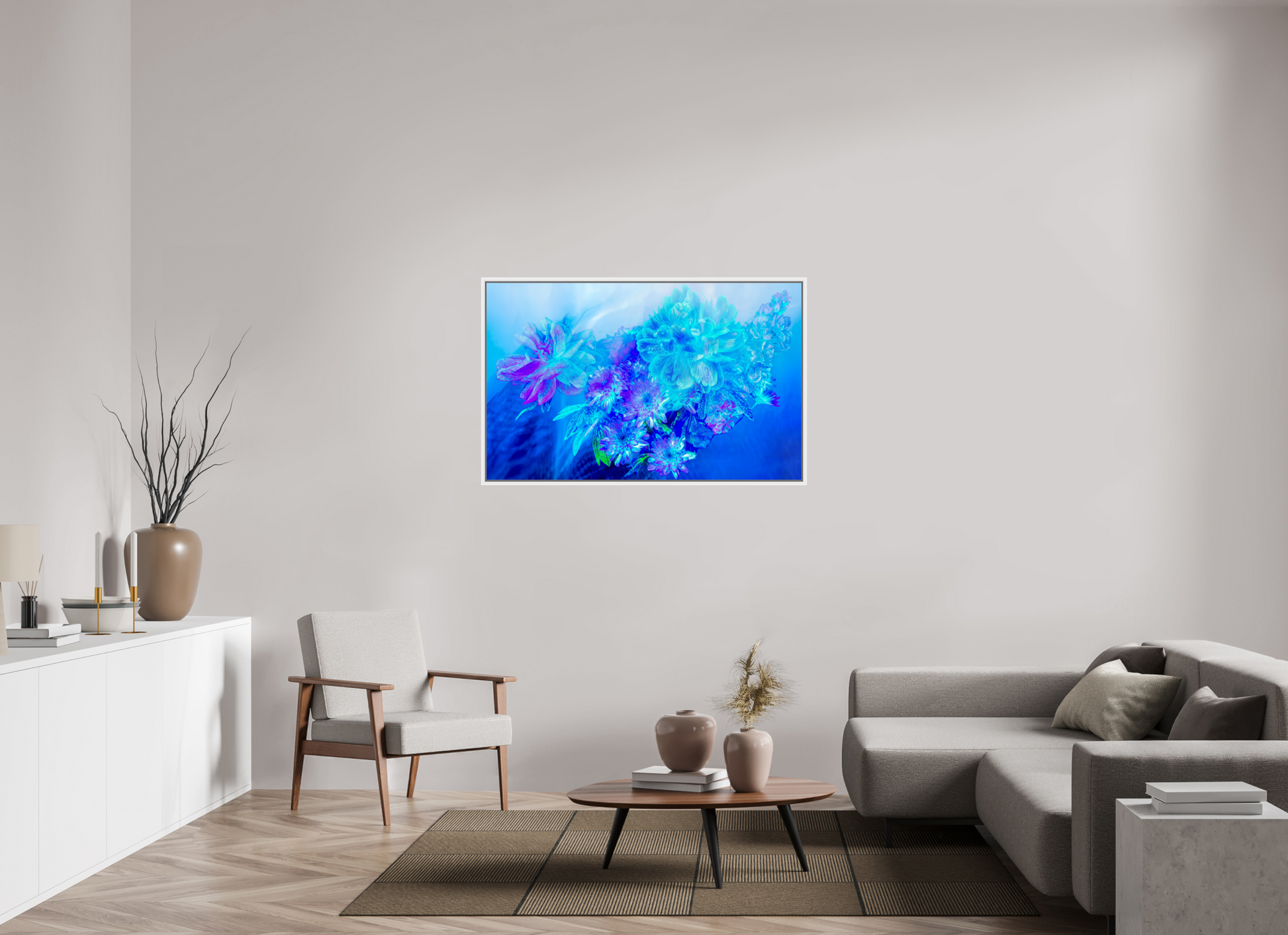 128 x 80 cm, 9 Caisse américaine Blanche Le Murmure des fleurs dans le Voile du Ciel