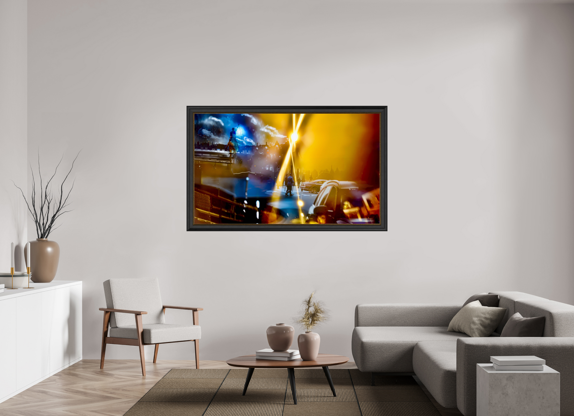 166.8 x 100 cm, 11 Black-Gold Frame The Passage of Golden Shadows