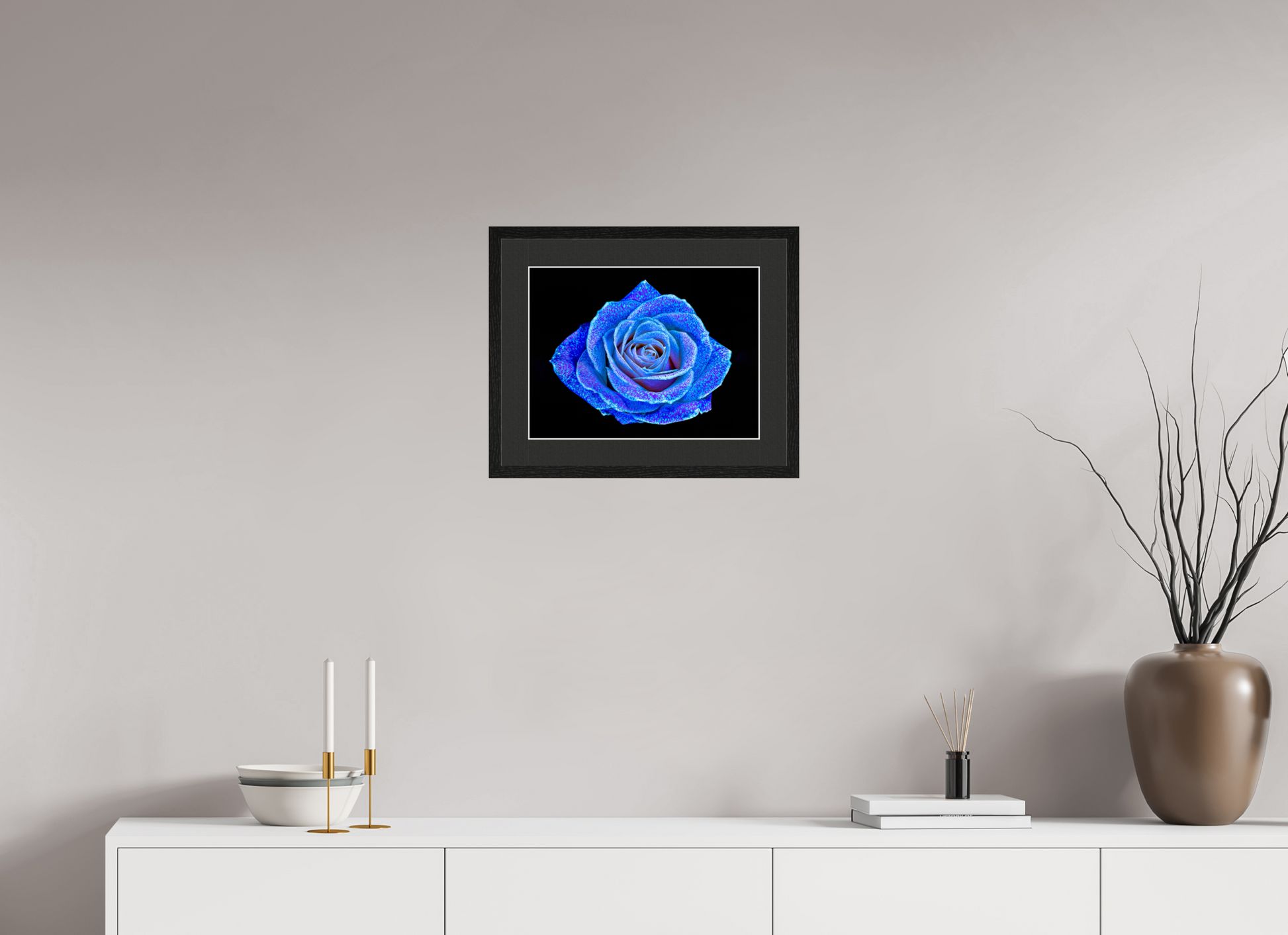 40 x 30 cm, 5 Black Frame: Black Mat with White Border The Rose with a Thousand Constellations